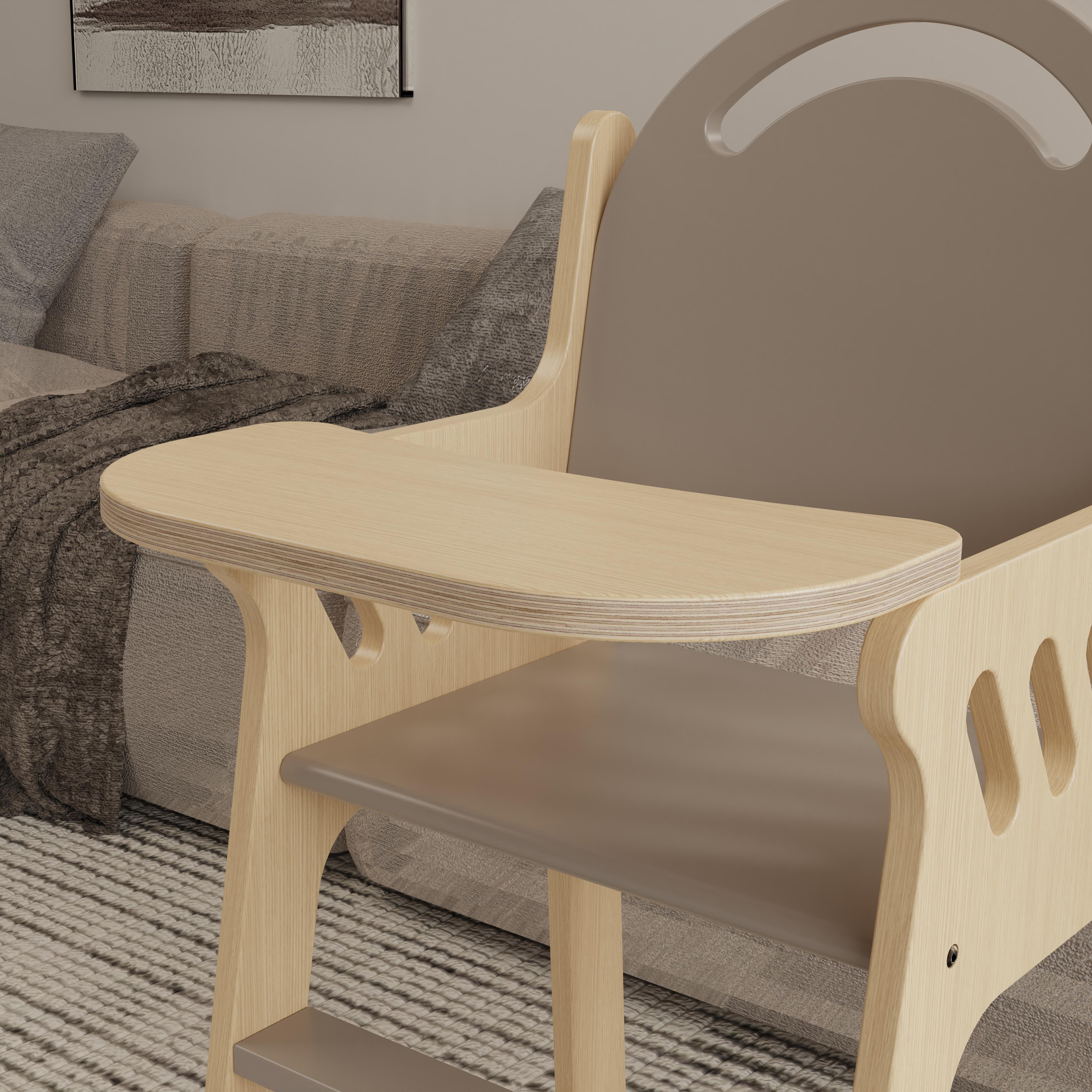 Natural Solid Wood Baby High Chair Adjustable Height Foldable Design for Kids Dining Playtime