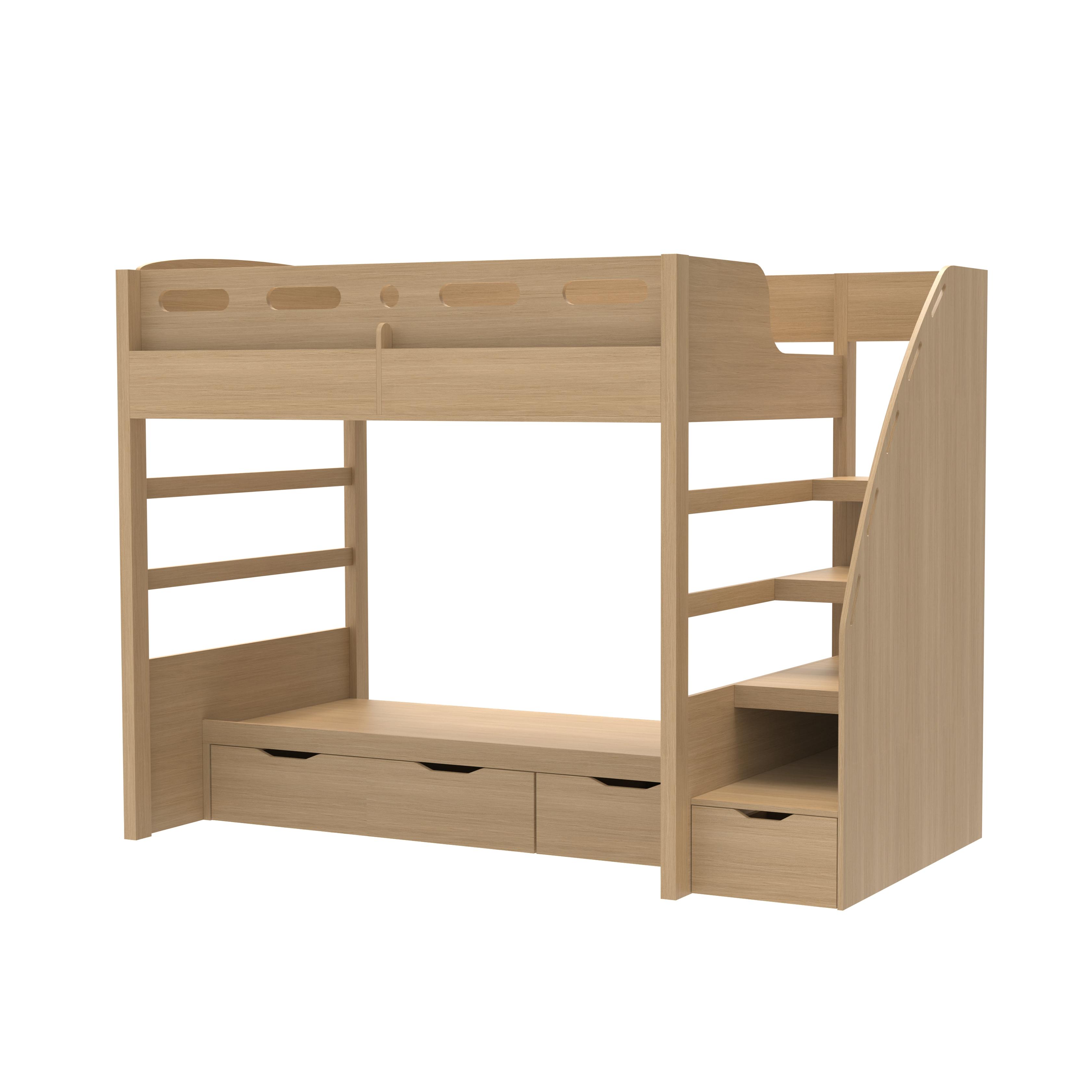 Solid Wood Bunk Bed for Kids with Storage Staircase, Space-Saving Design, Eco-Friendly Coating