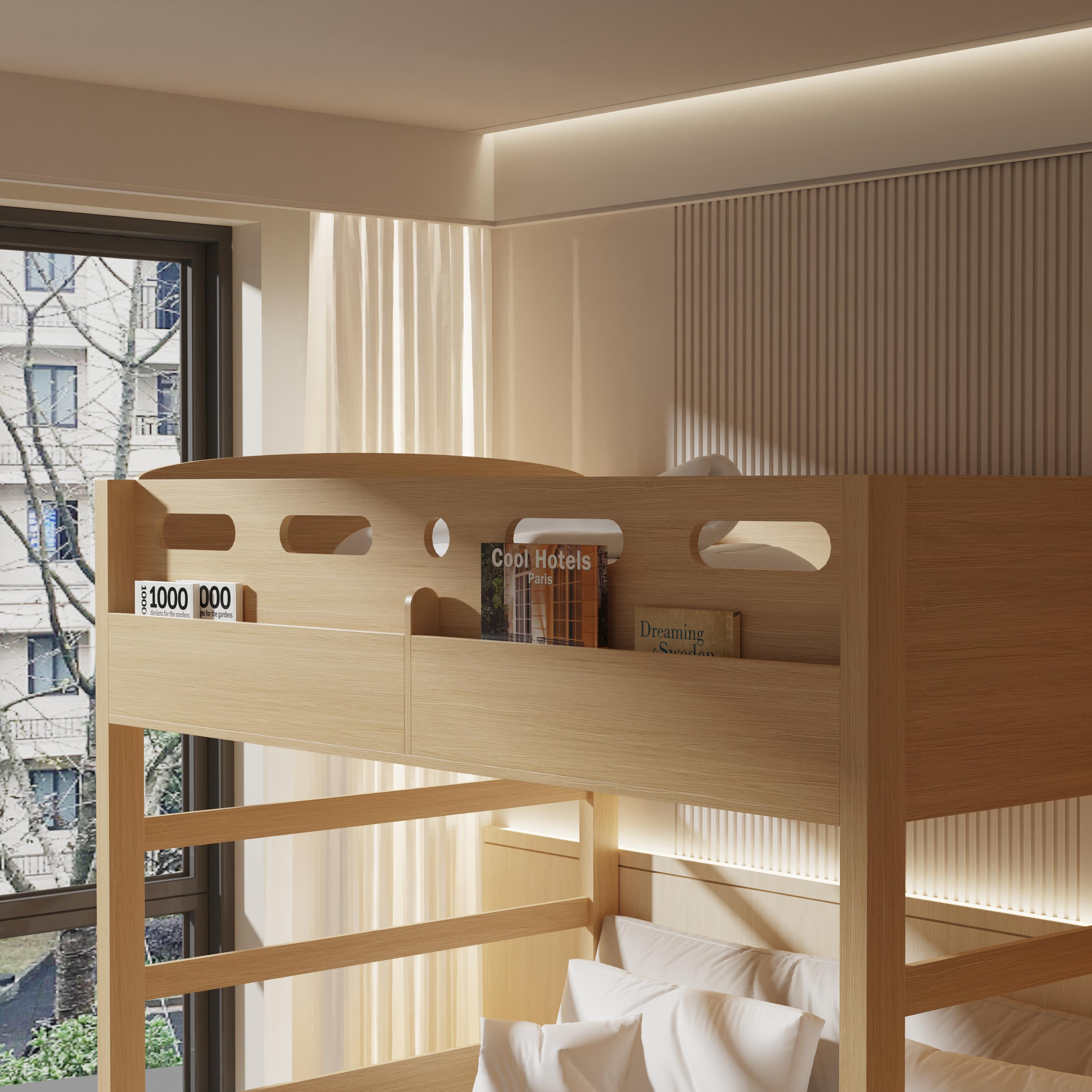 Solid Wood Bunk Bed for Kids with Storage Staircase, Space-Saving Design, Eco-Friendly Coating