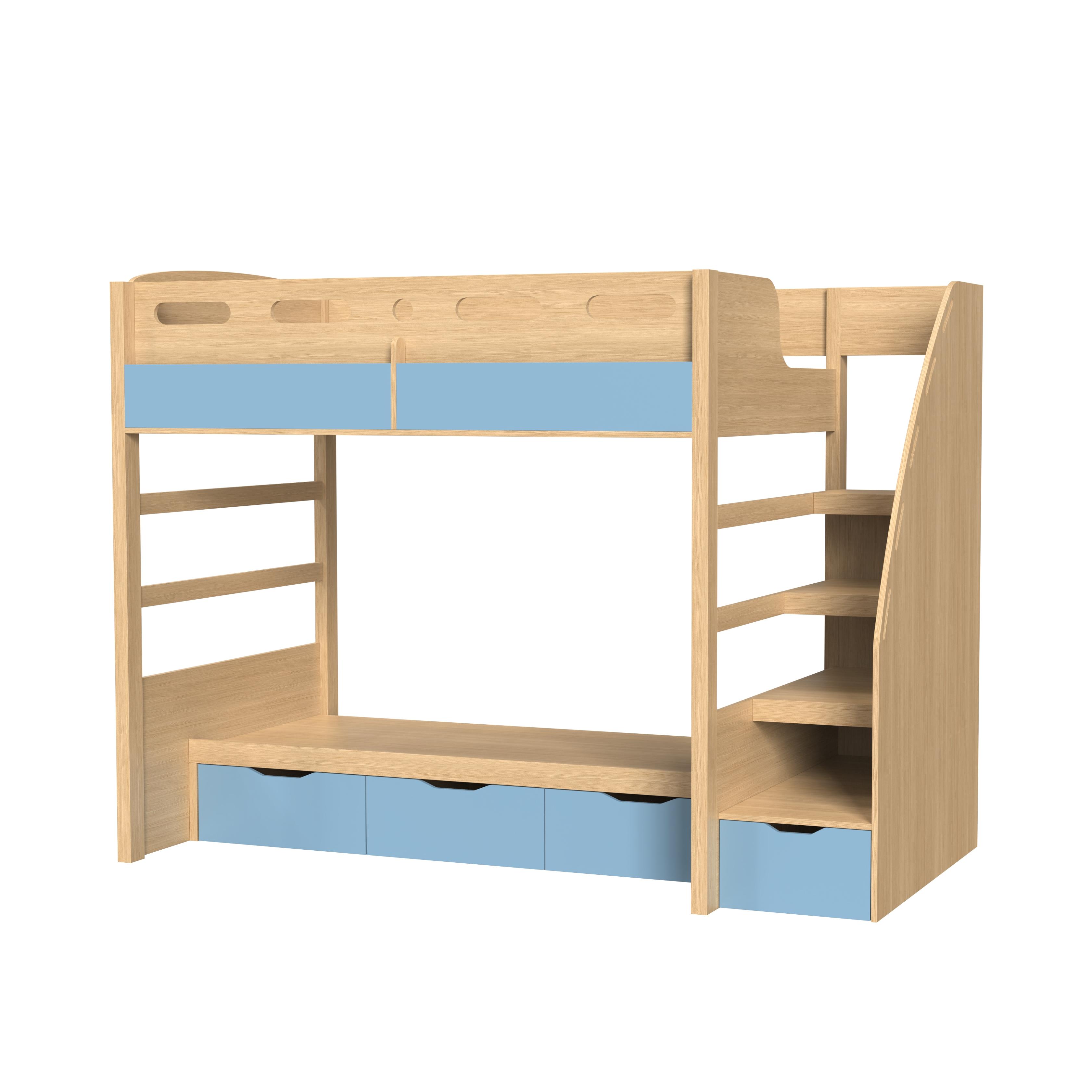 Solid Wood Bunk Bed for Kids with Storage Staircase, Space-Saving Design, Eco-Friendly Coating
