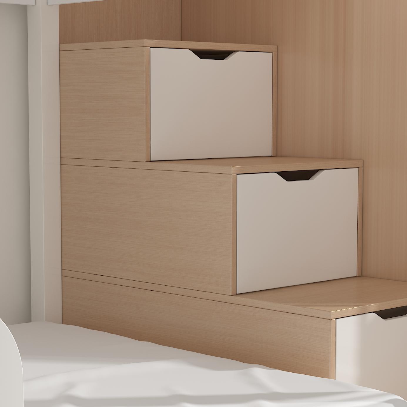 Customizable Solid Wood Treehouse Bunk Bed with Dormer Window Storage, Ladder & Multi-Level Guardrai