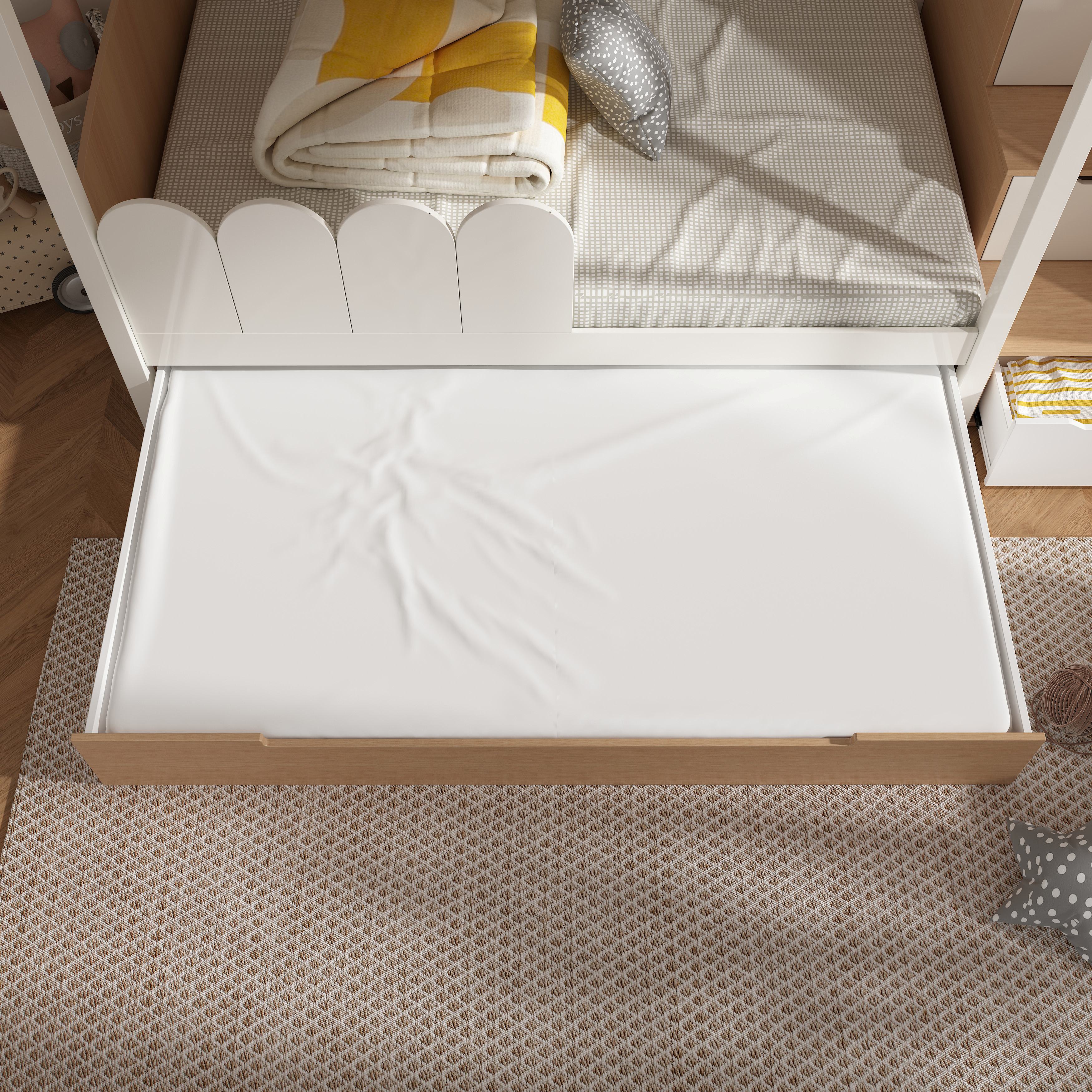 Customizable Solid Wood Treehouse Bunk Bed with Dormer Window Storage, Ladder & Multi-Level Guardrai