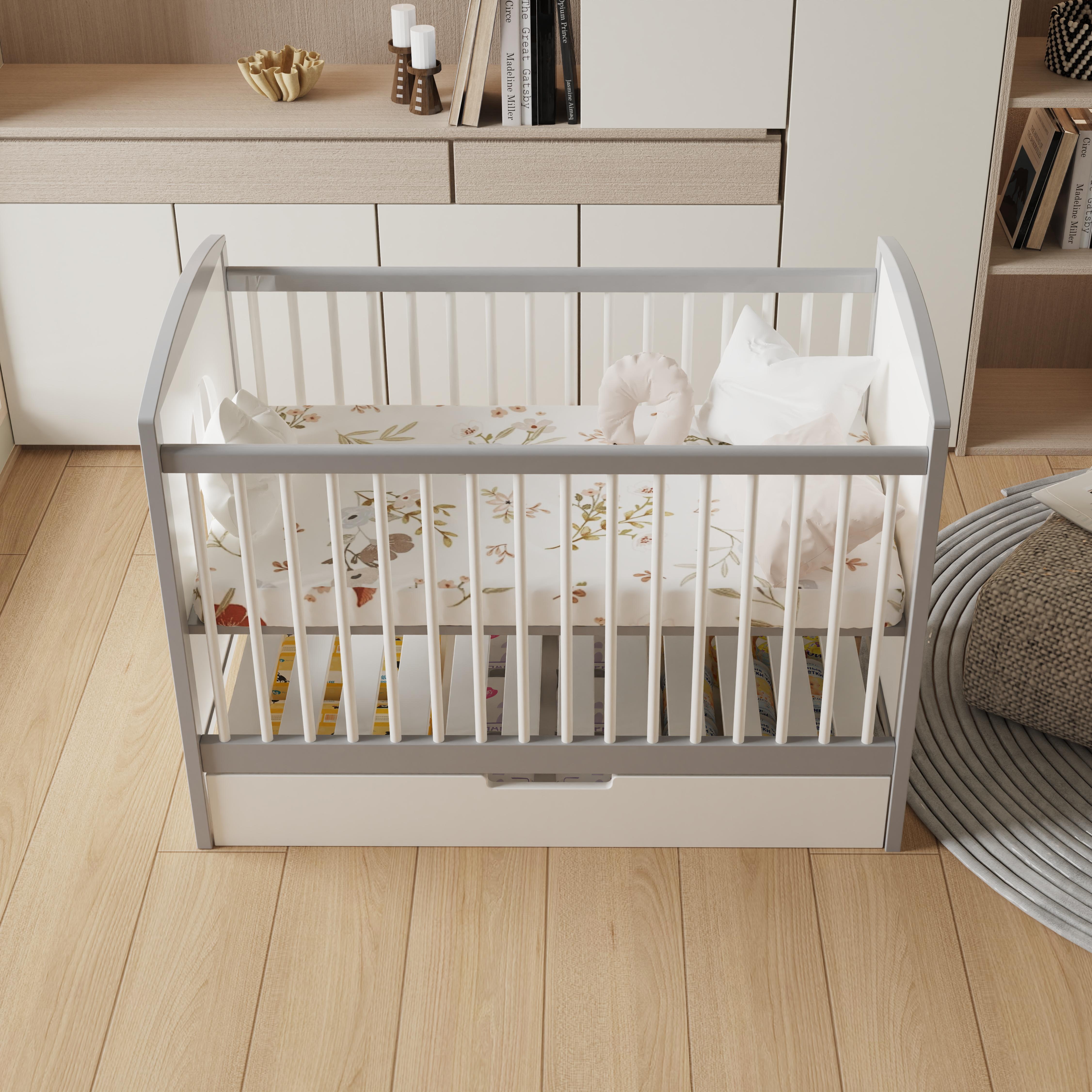 Customizable white children's bed with pull-out storage space and observation window