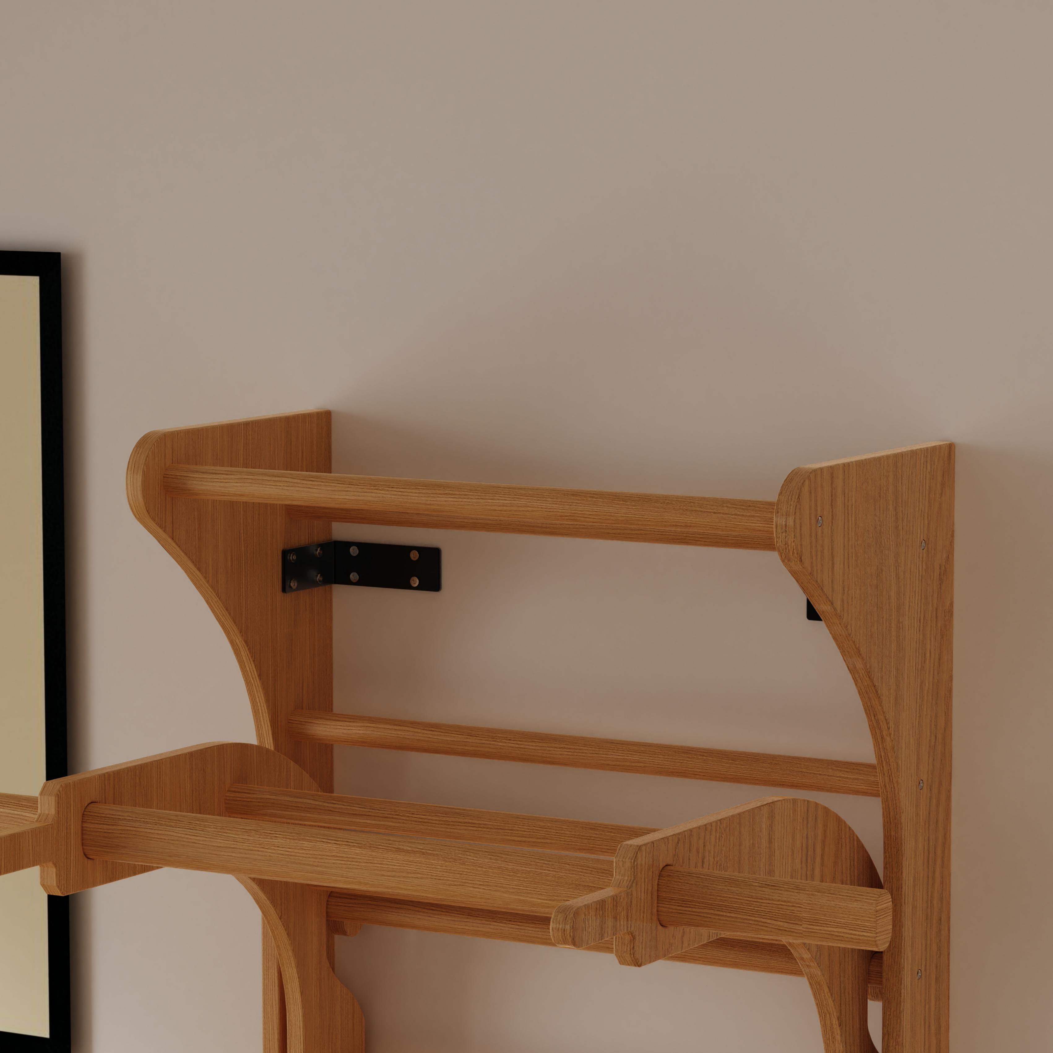 Wall-mounted kids' climbing frame, made of natural solid wood for toddlers and children