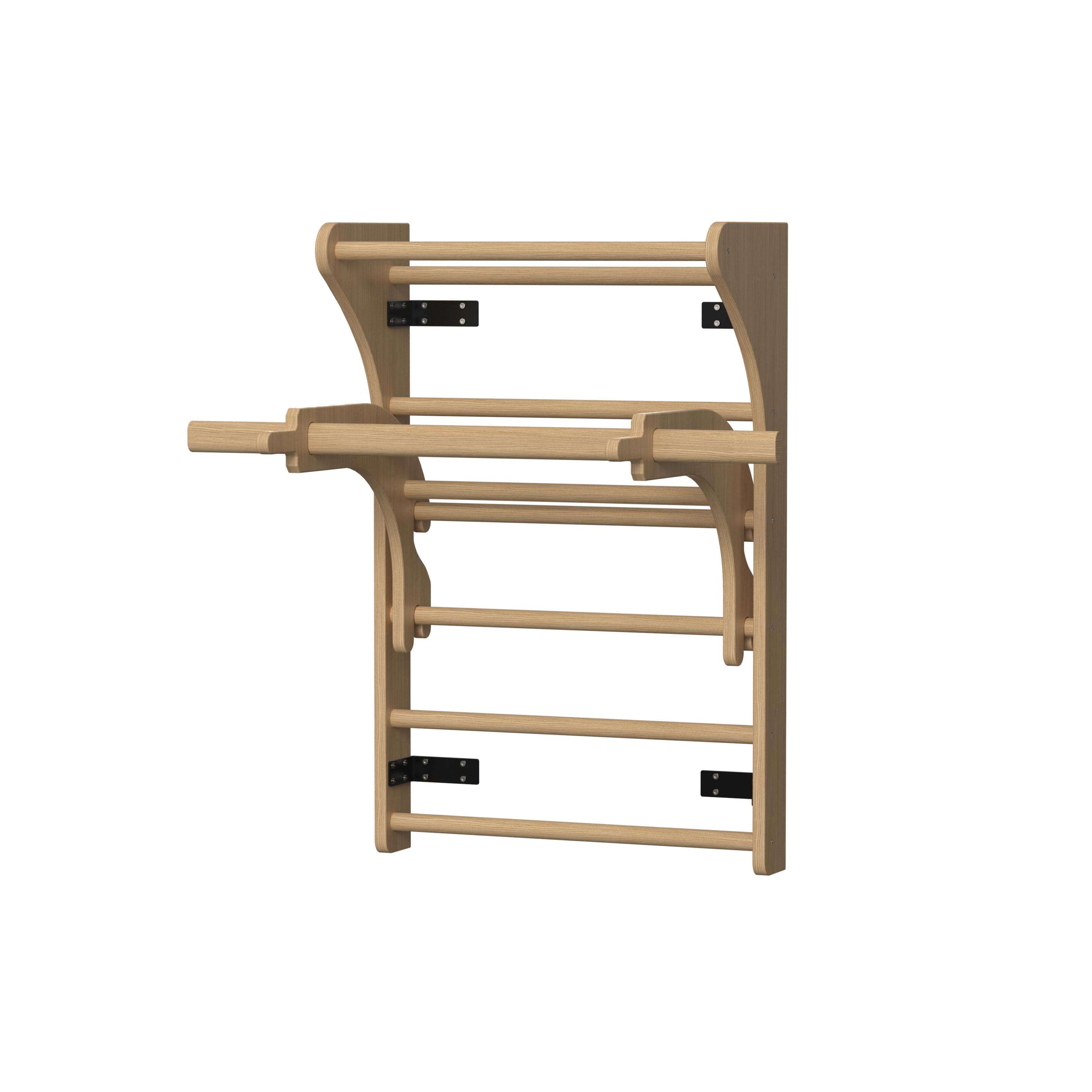 Wall-mounted kids' climbing frame, made of natural solid wood for toddlers and children