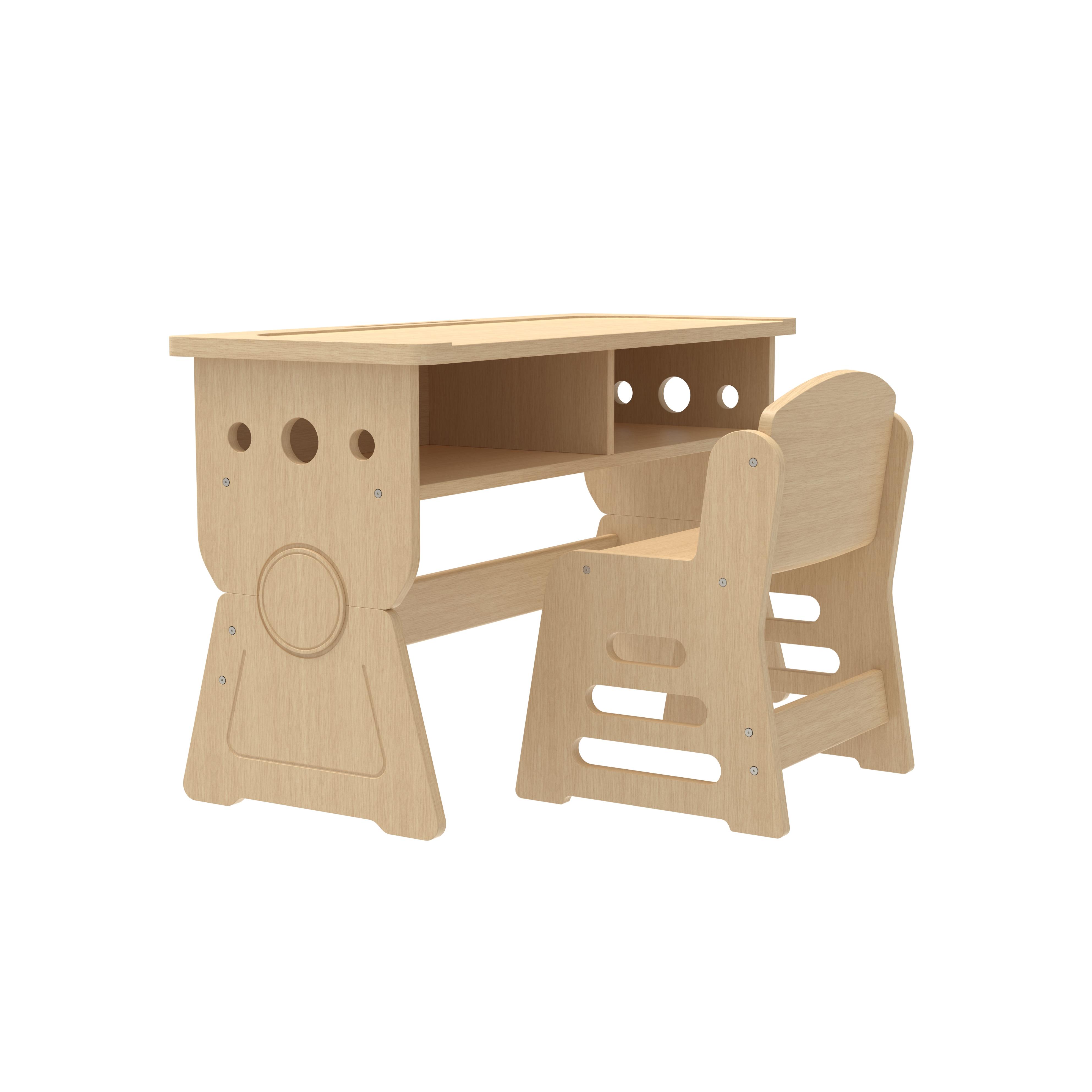 Premium Kids' Study Desk and Chair Set with Storage, Made of Natural Solid Wood