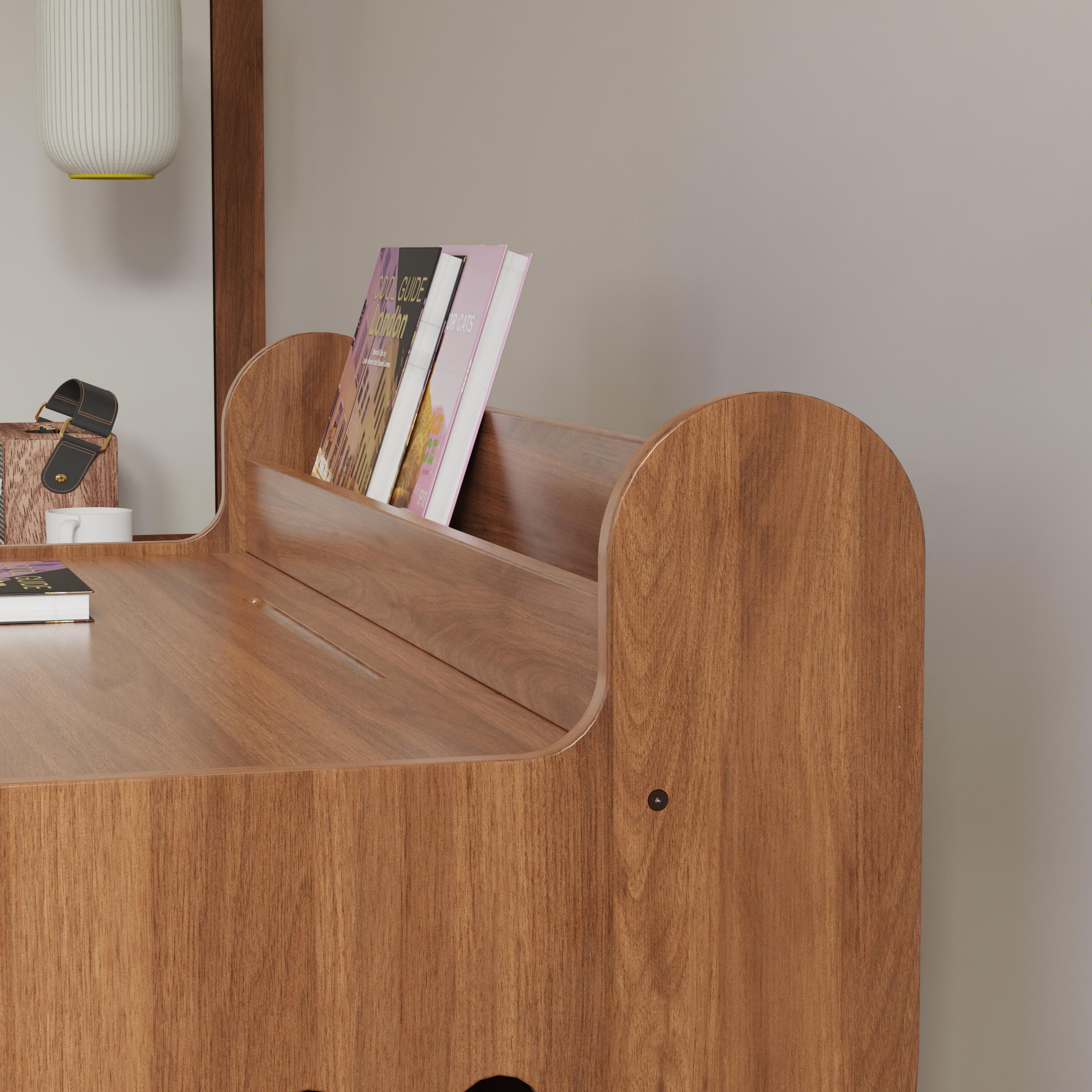 Customizable Natural Solid Wood Kids Study Desk and Chair Set with Bookshelf