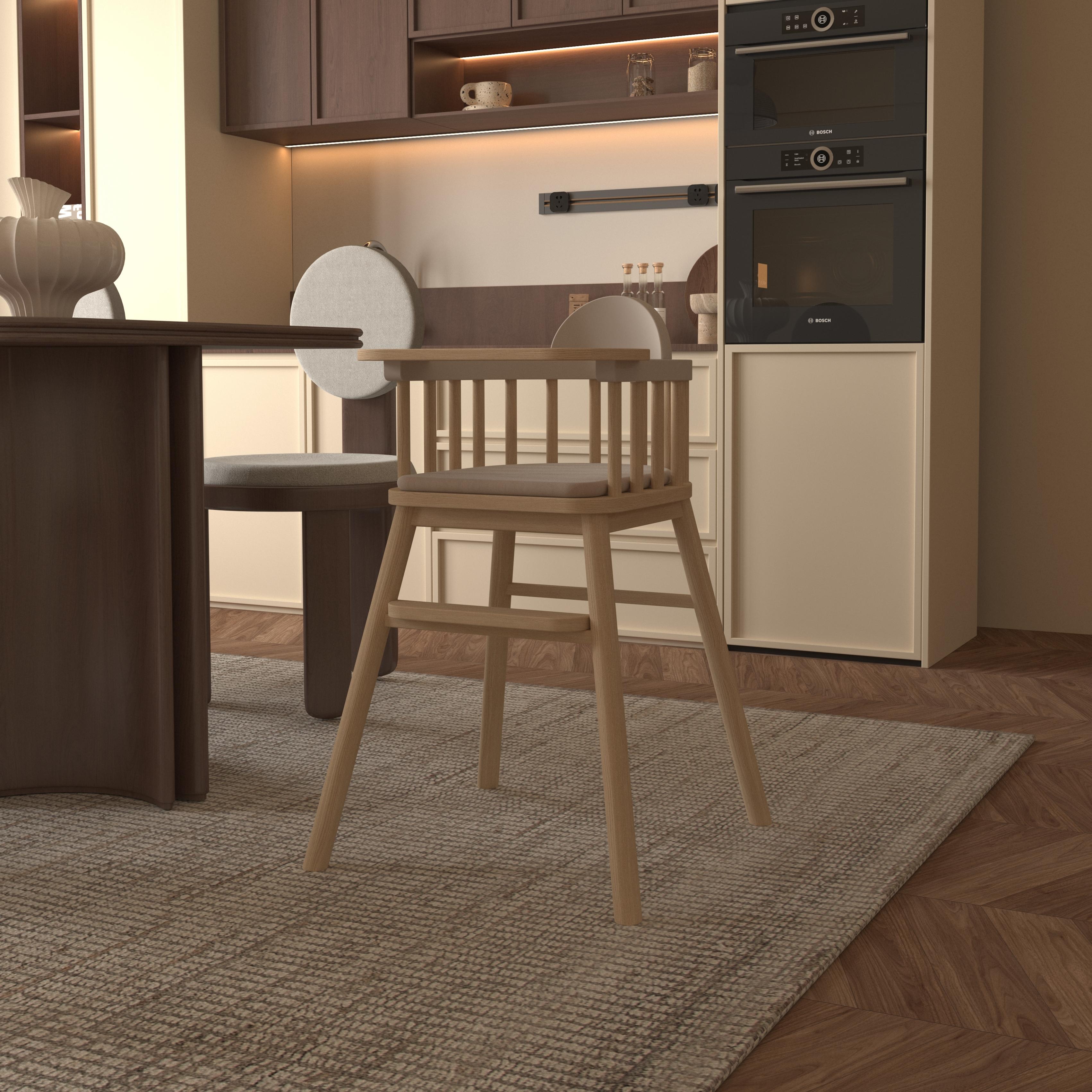 Solid Wood Baby High Chair for Family Meals: Portable Multifunctional Toddler Dining & Bonding Seat