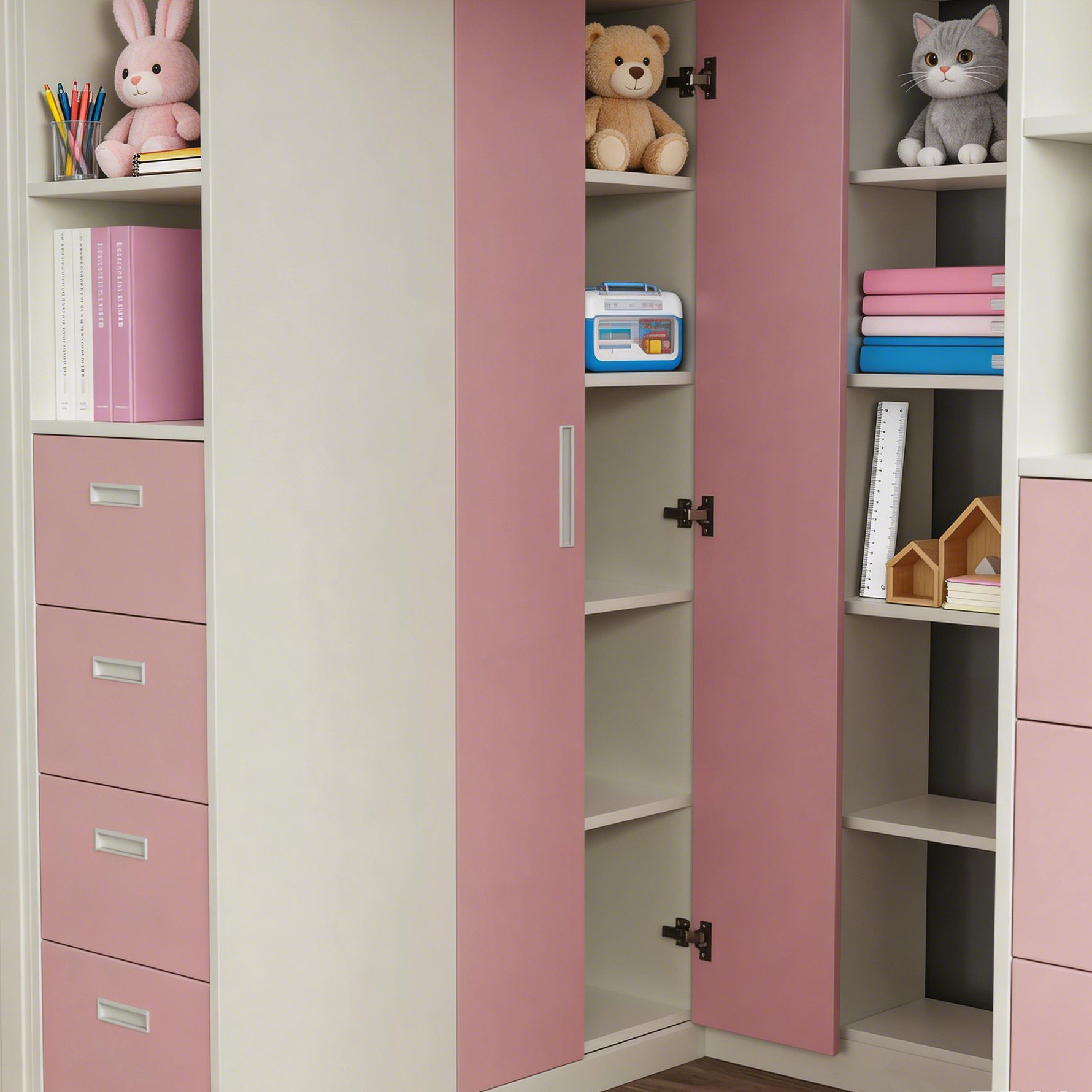 Fairytale Theme Kids Loft Bed: All-in-One with Stairs, Study Desk & Storage Cabinet