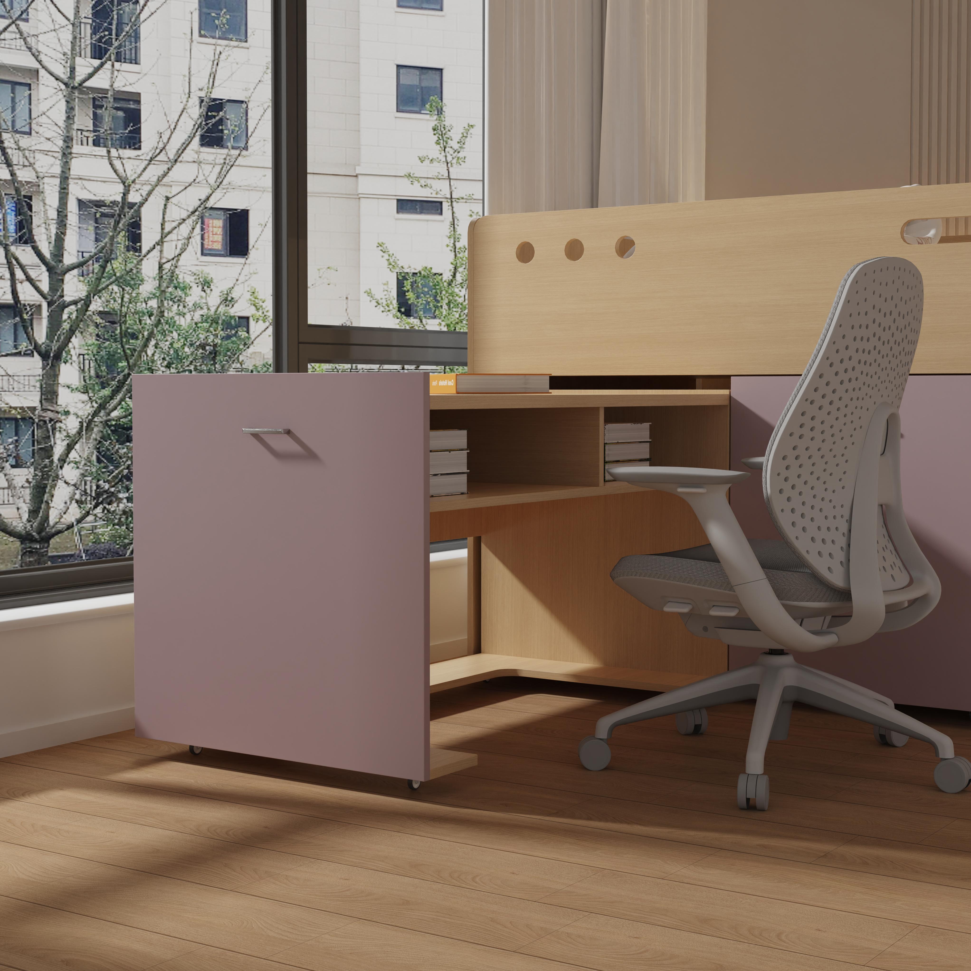 Space-Saving Kids Loft Bed with Storage Drawers & Shelves – Cute Pink Design!