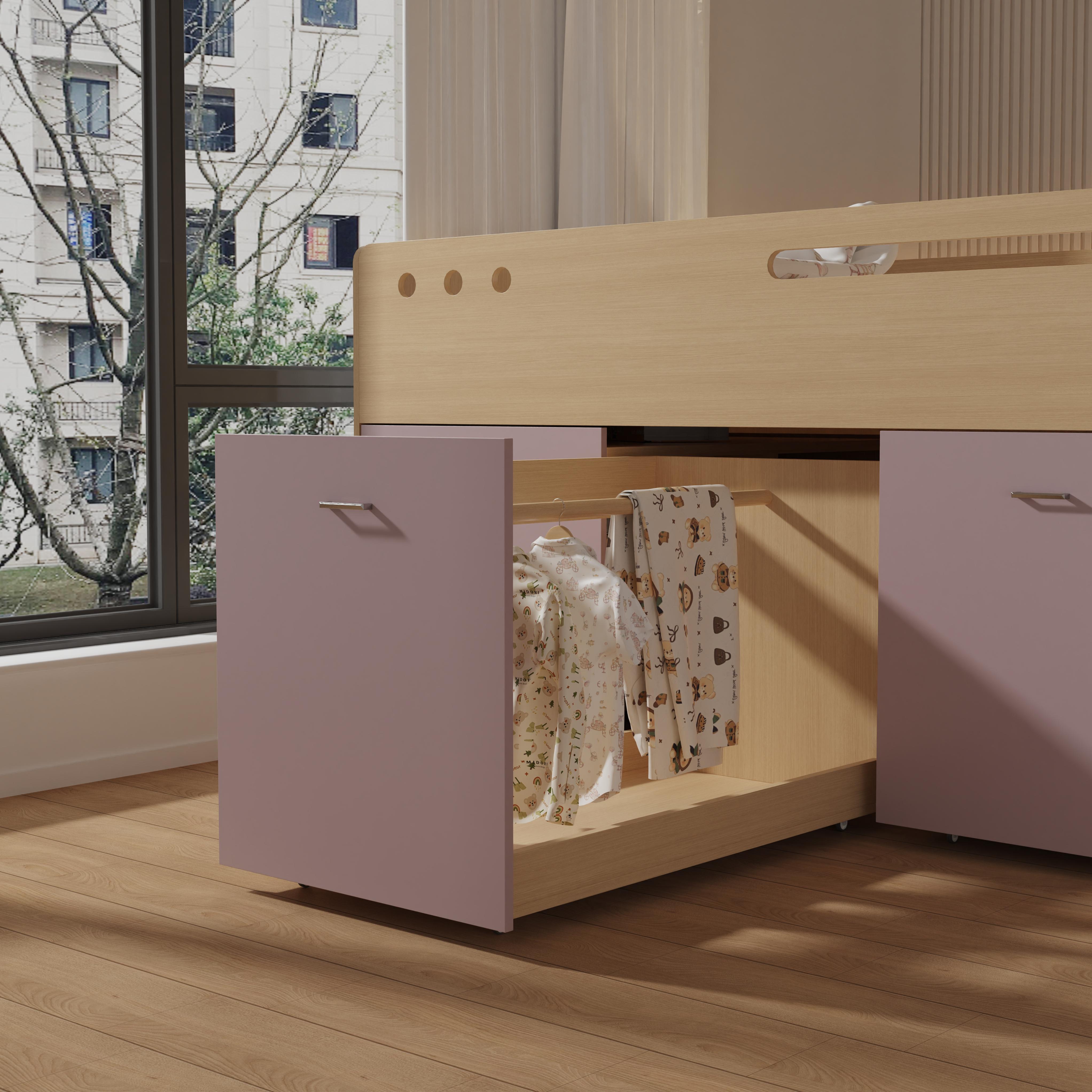 Space-Saving Kids Loft Bed with Storage Drawers & Shelves – Cute Pink Design!