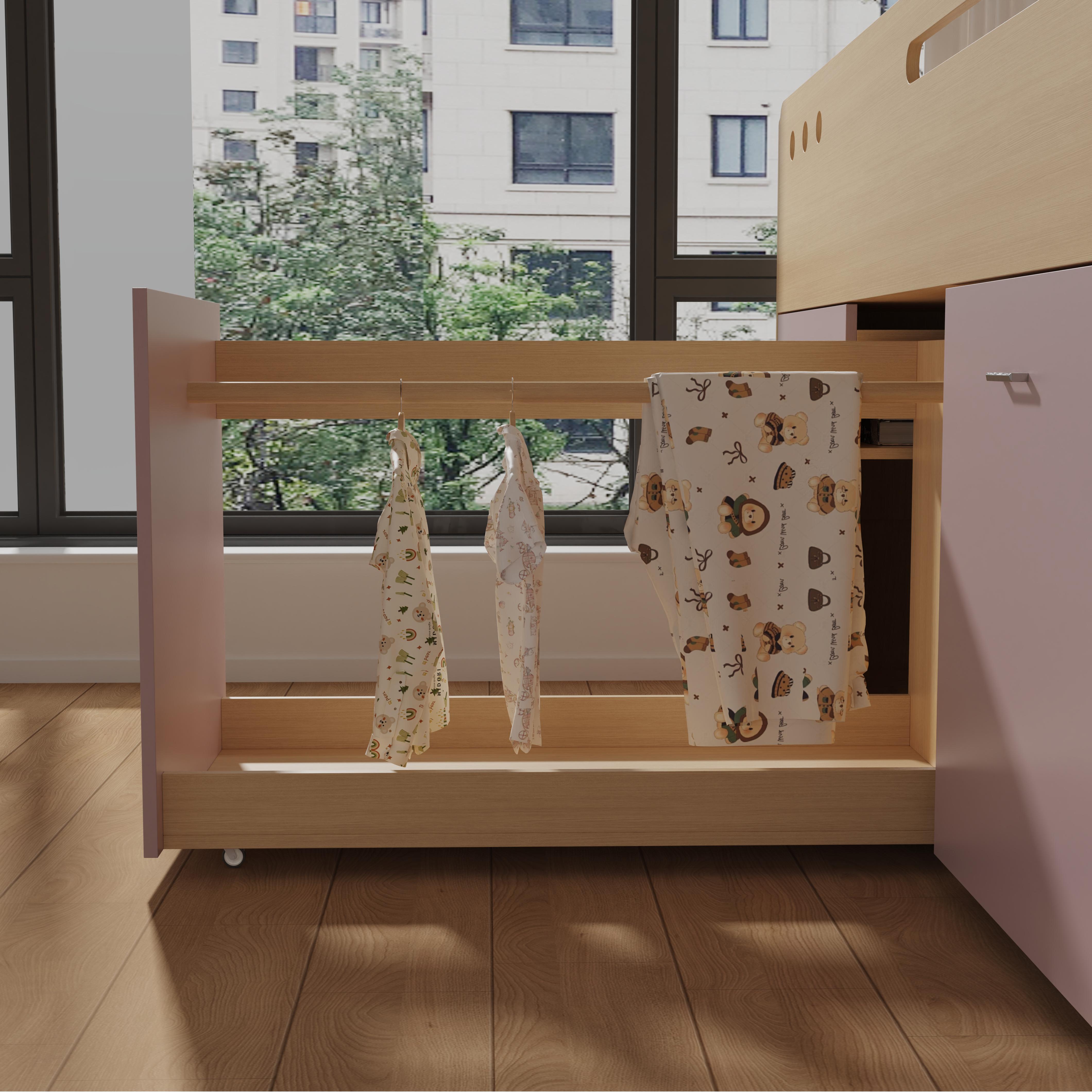 Space-Saving Kids Loft Bed with Storage Drawers & Shelves – Cute Pink Design!