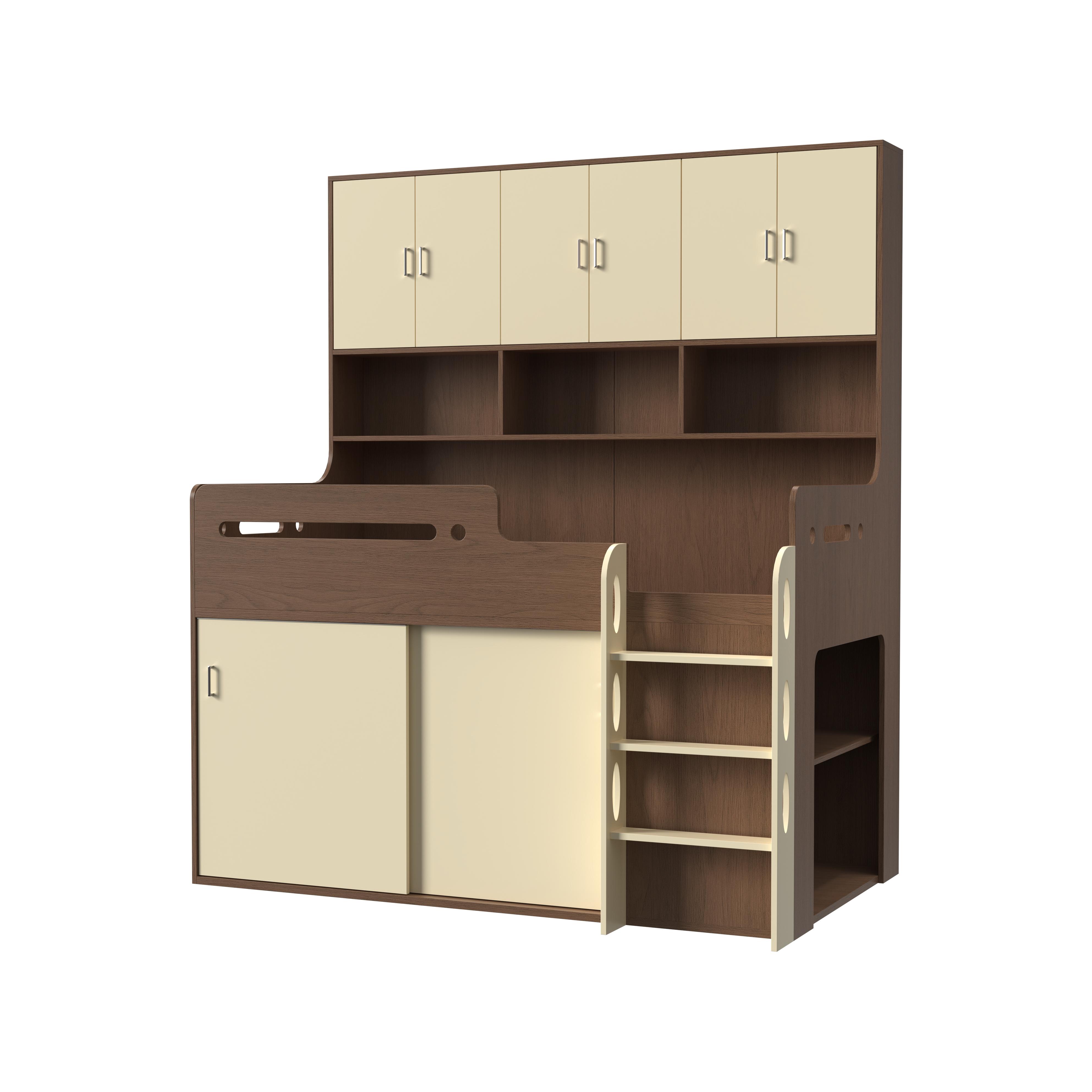 Kids loft bed with storage & study area – modern wood design