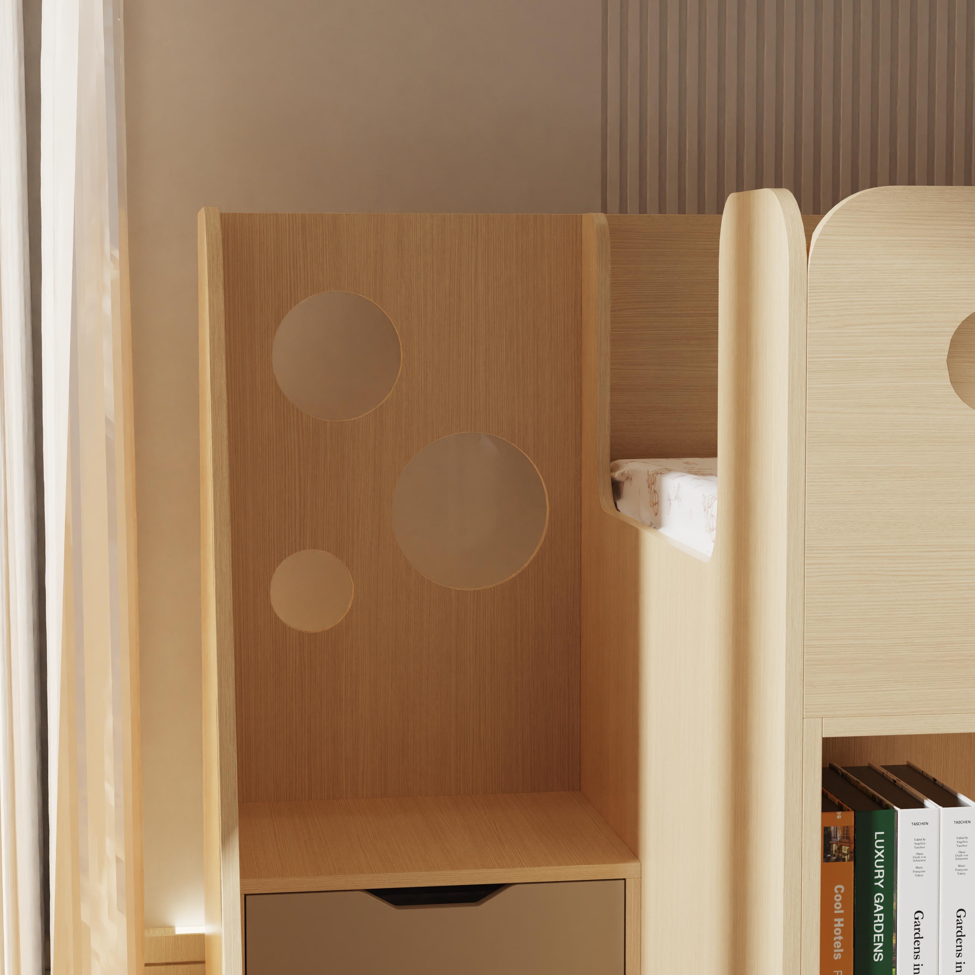Kids Loft Bed with Storage & Study Area – Modern Wood Design