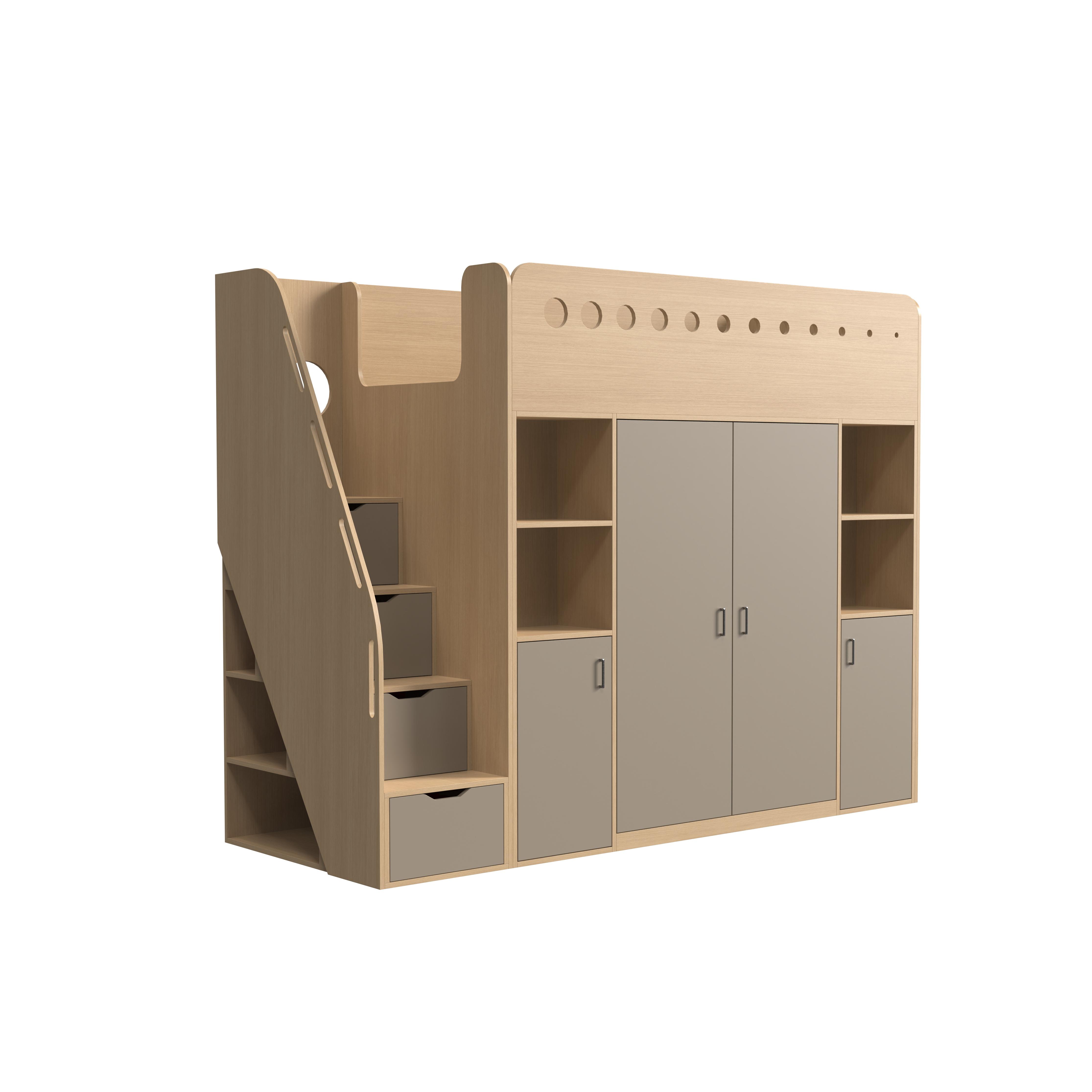 Kids Loft Bed with Storage & Study Area – Modern Wood Design