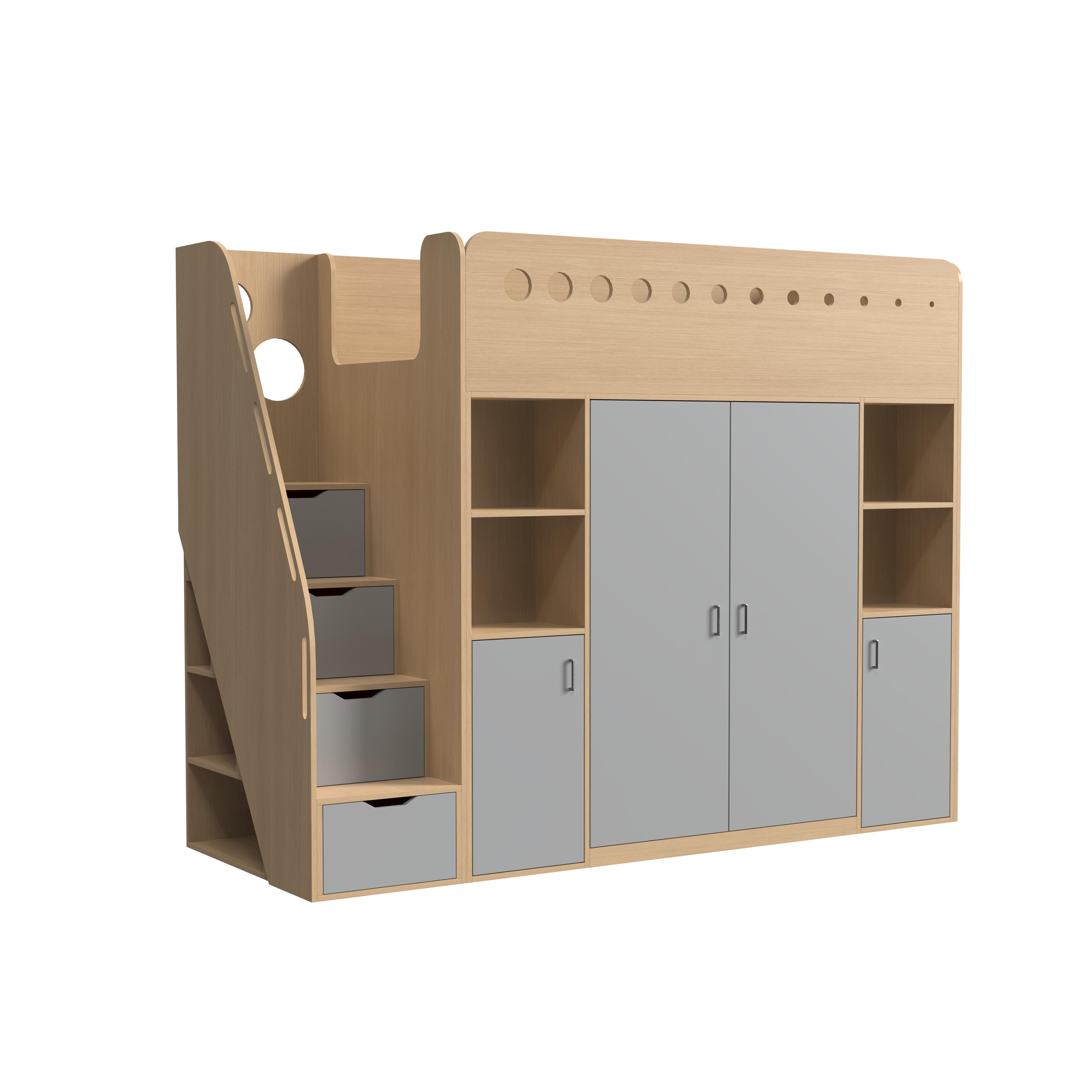 Kids Loft Bed with Storage & Study Area – Modern Wood Design