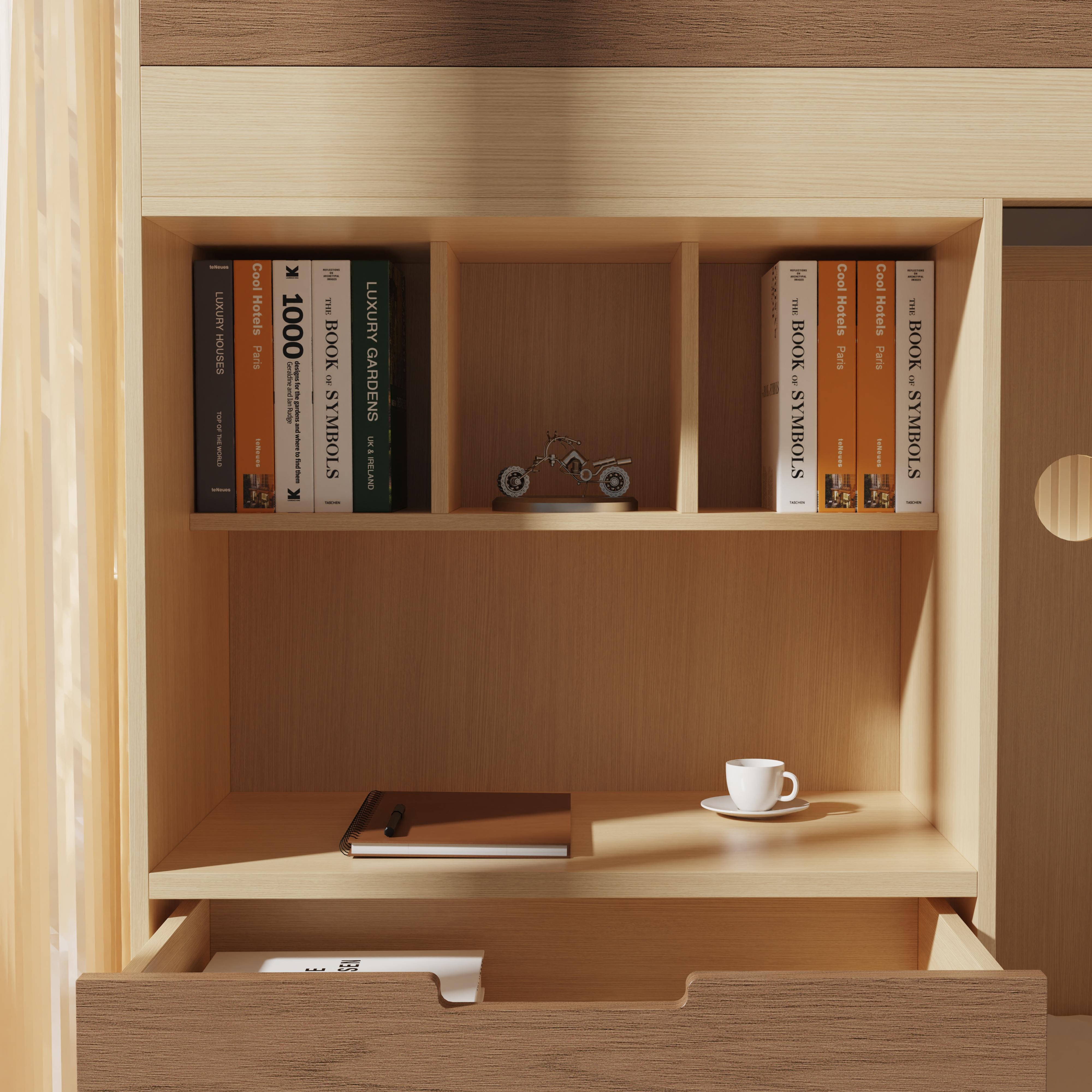 Kids Bunk Bed with Desk & Storage – Modern Wood Loft Design