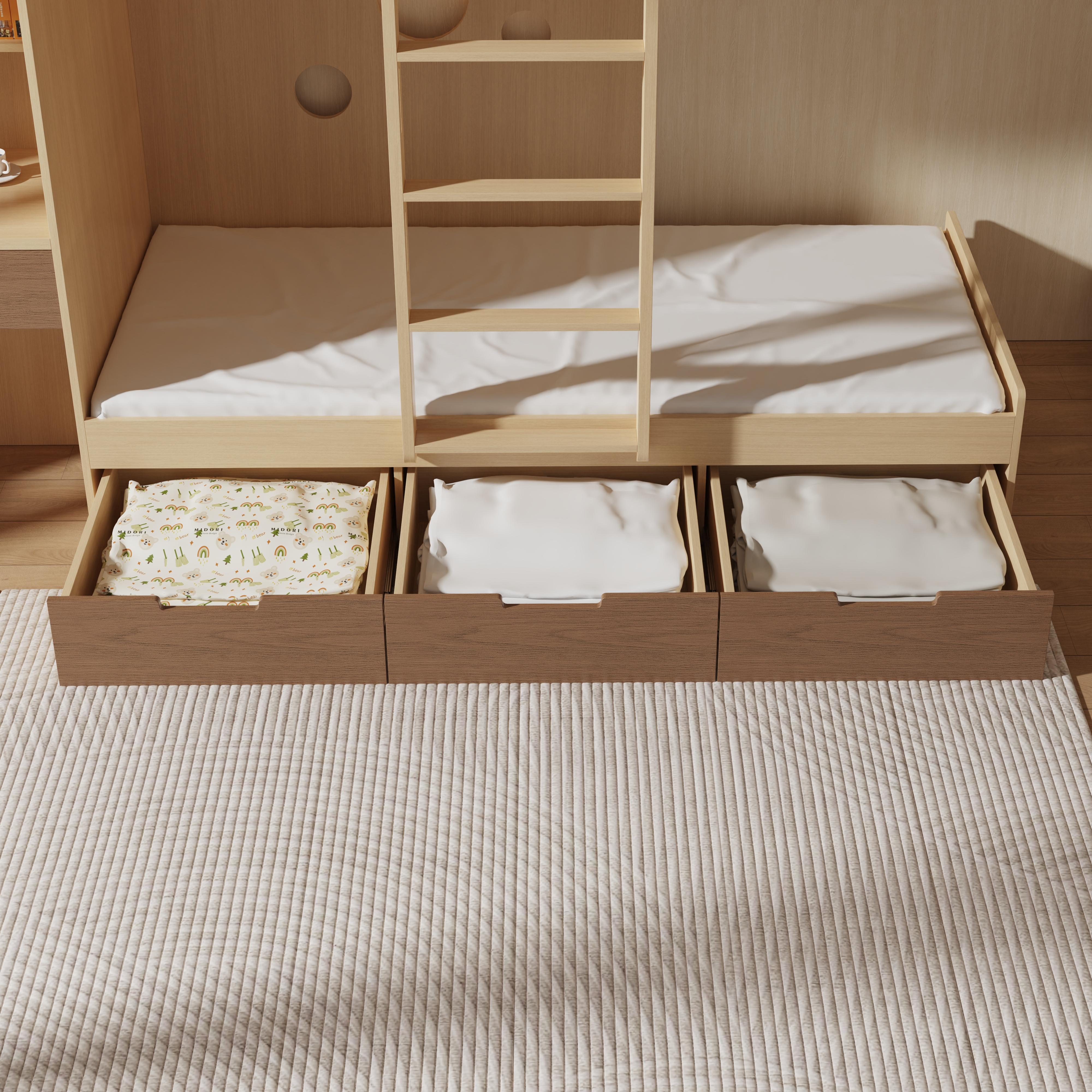 Kids Bunk Bed with Desk & Storage – Modern Wood Loft Design