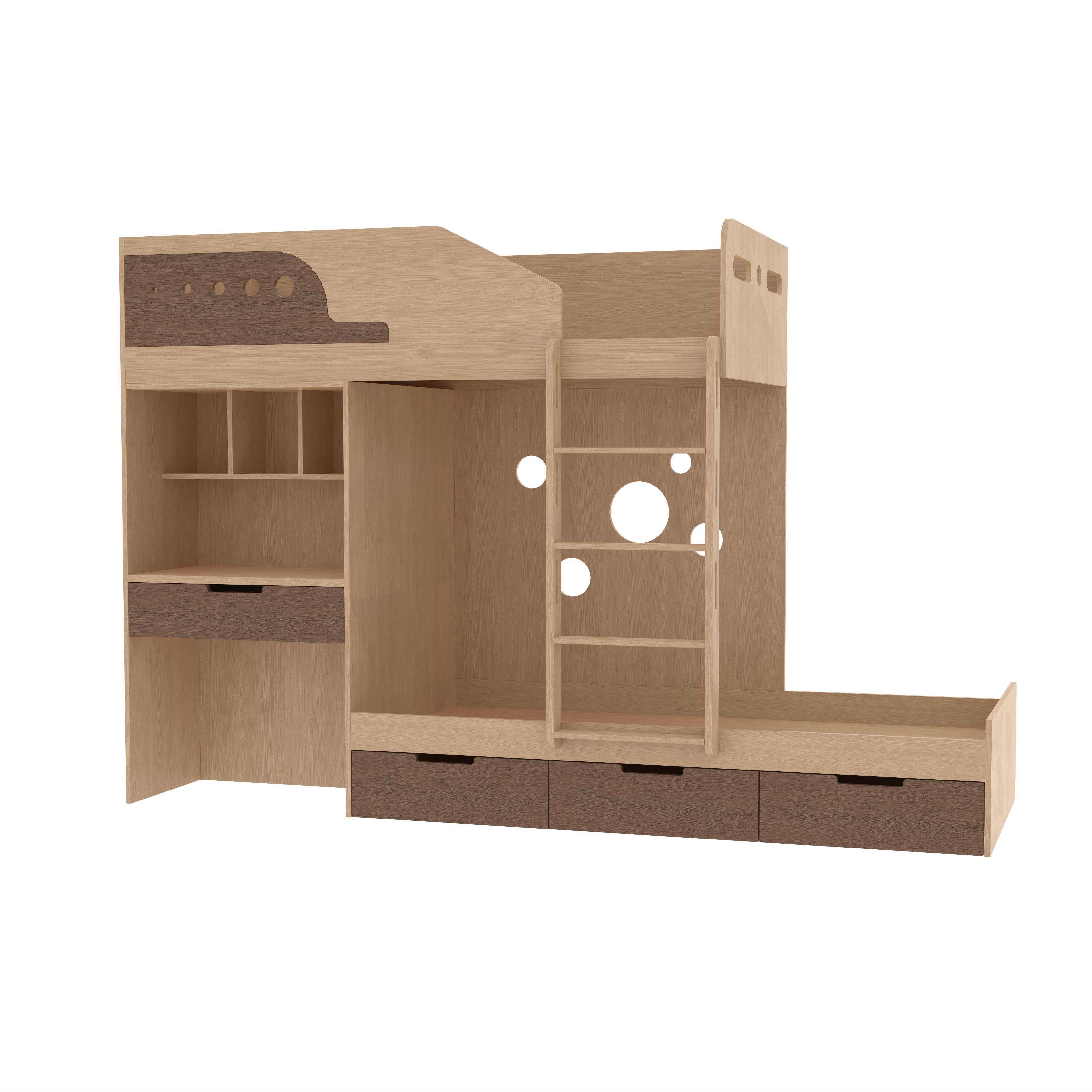 Kids Bunk Bed with Desk & Storage – Modern Wood Loft Design