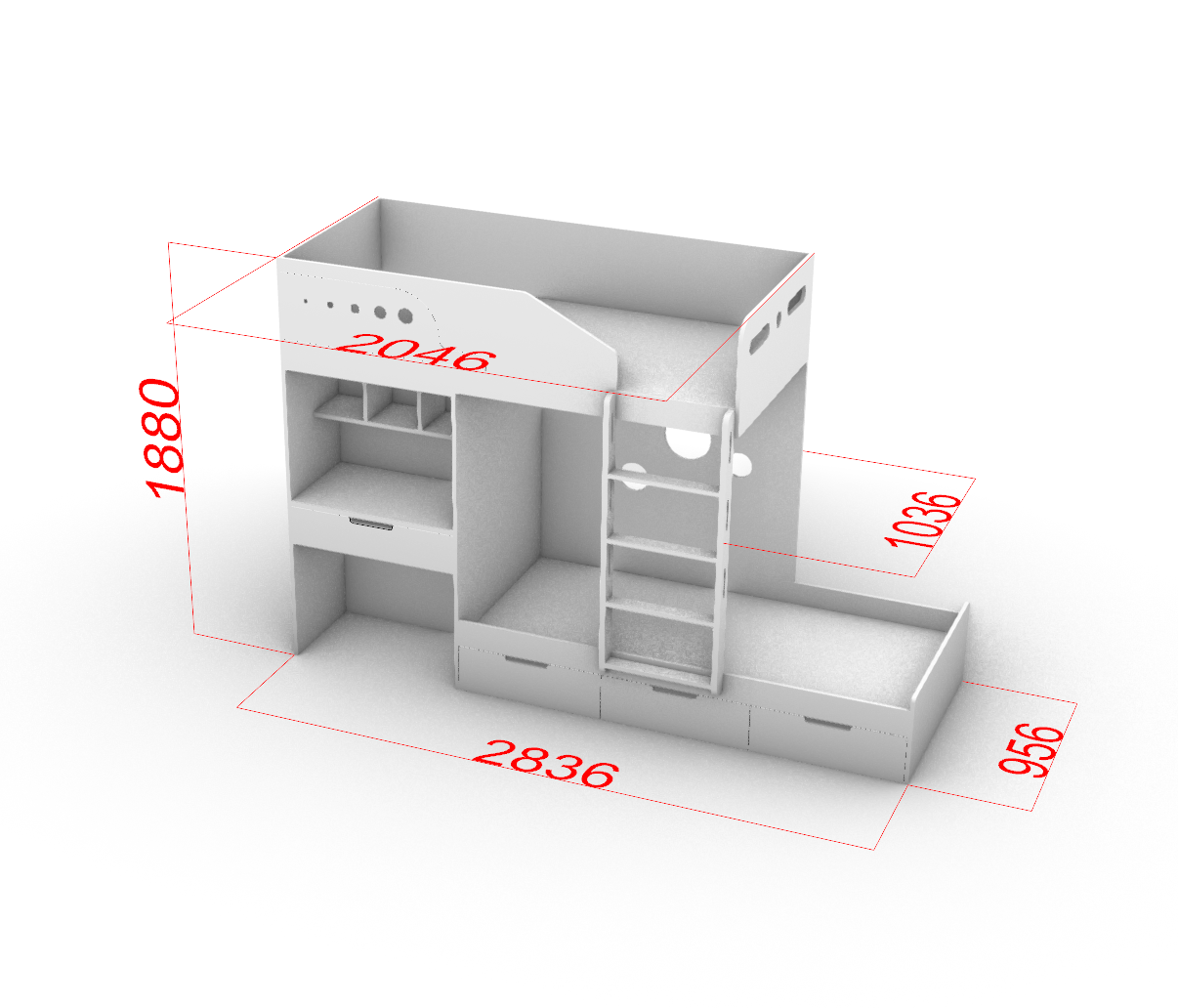 Kids Bunk Bed with Desk & Storage – Modern Wood Loft Design