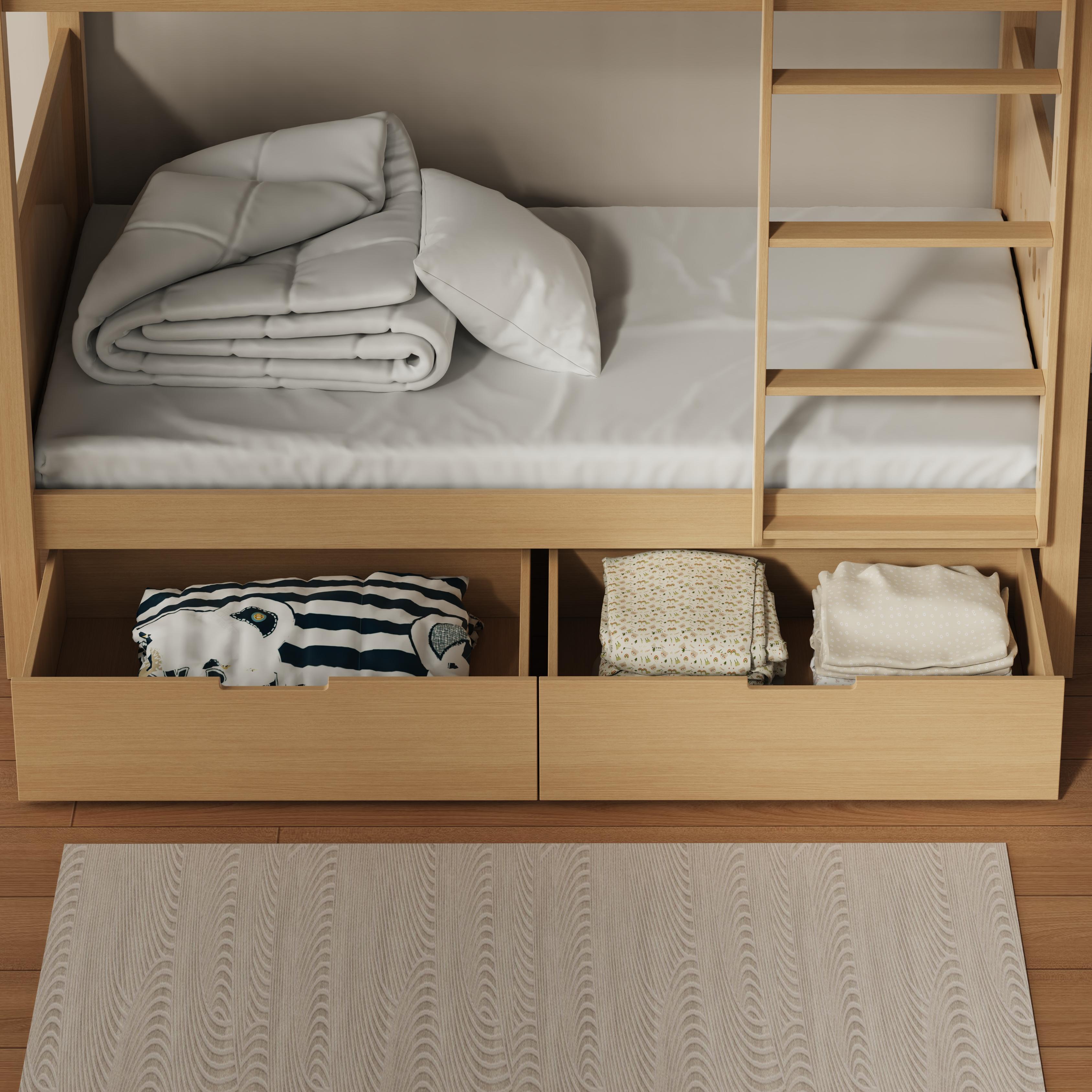 Kids Bunk Bed with Playful Design – Wooden Loft Bed w/ Drawers & Shelves