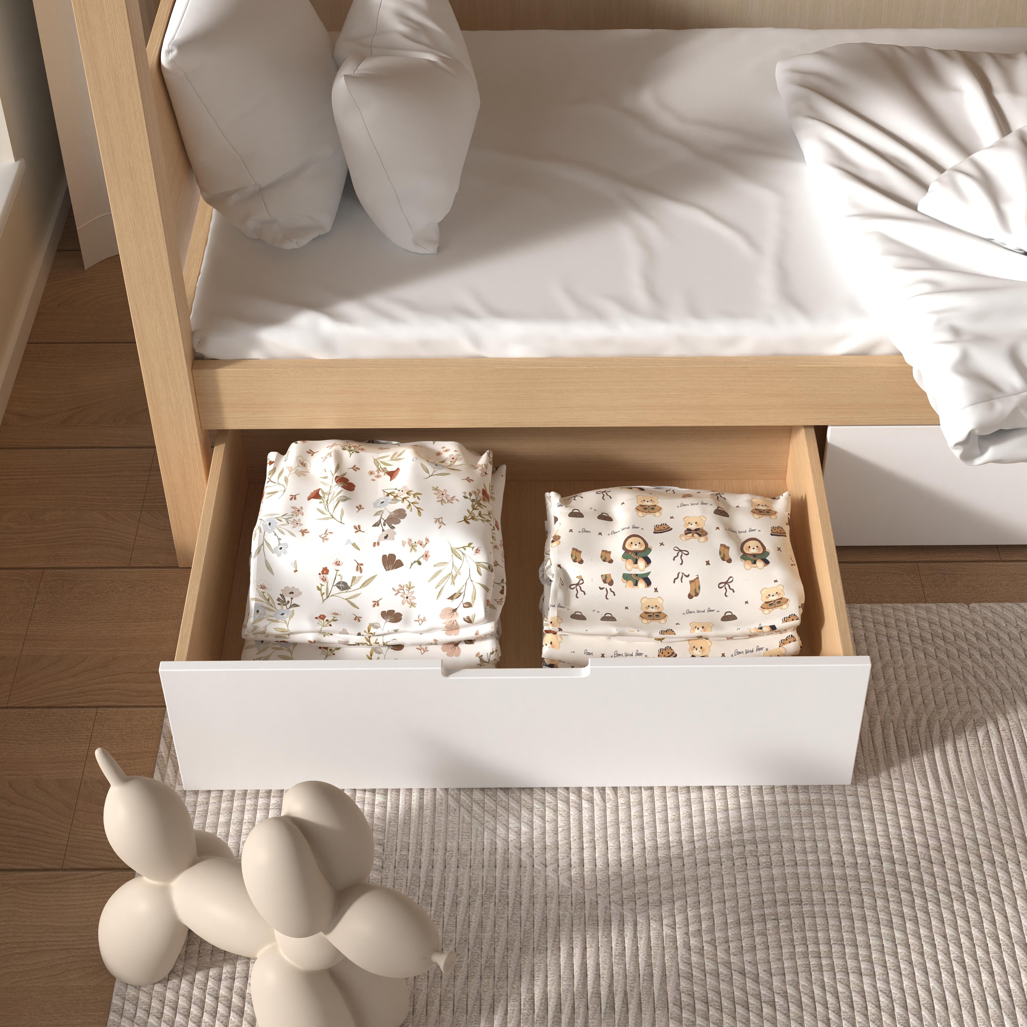 Kids House Bunk Bed with Storage & Desk – Modern Wood Design