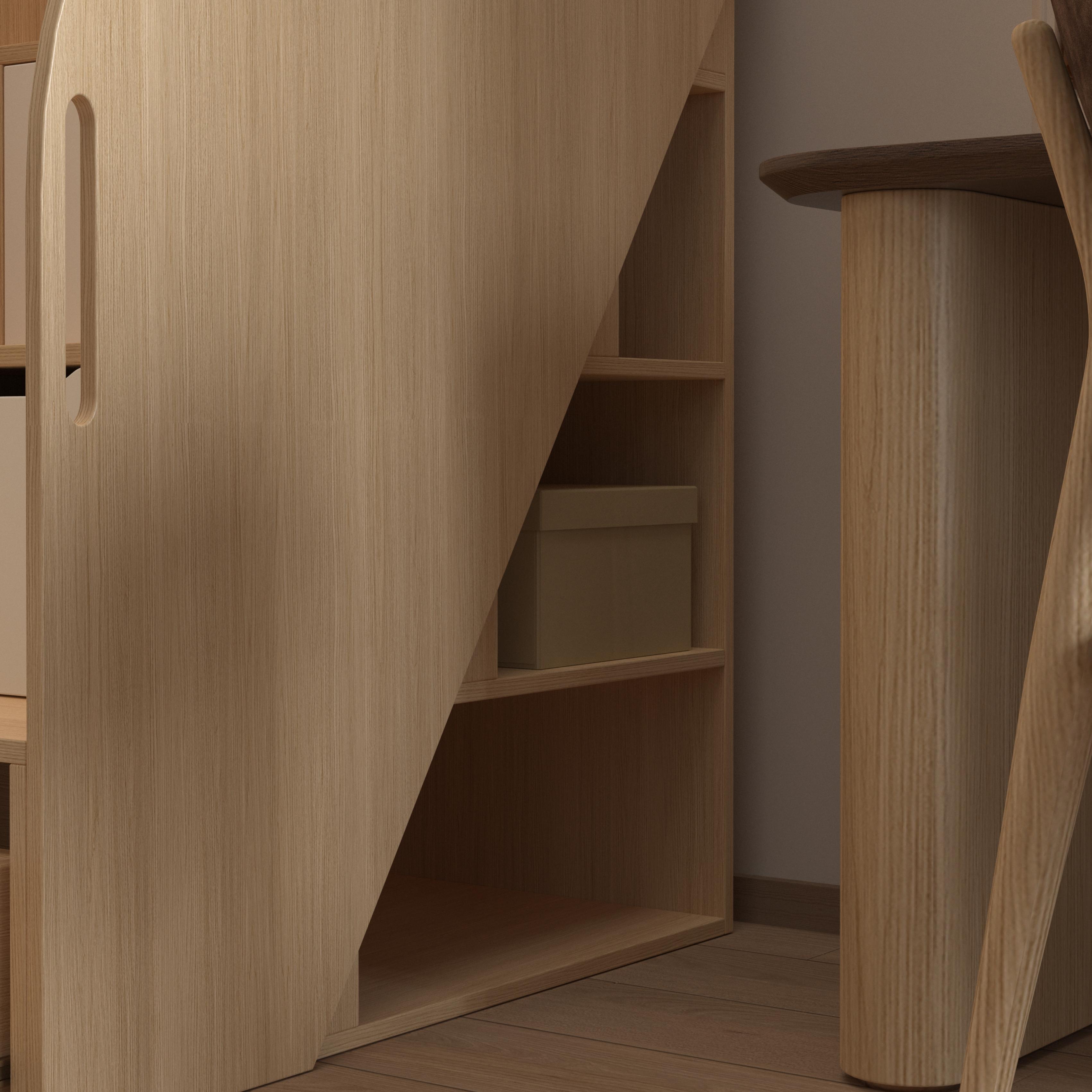 Kids Loft Bed with Wardrobe & Slide - Modern Wood Design