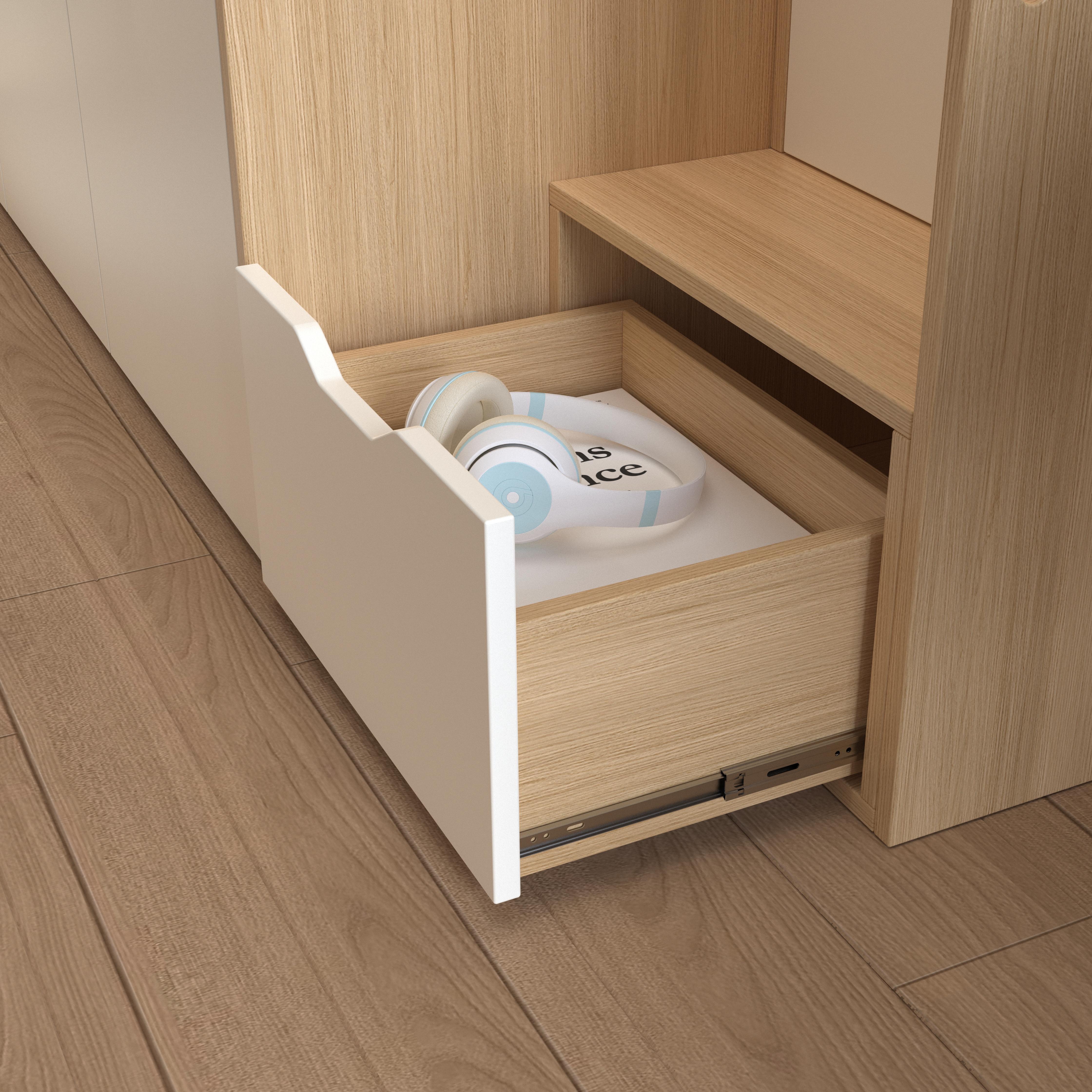 Kids Loft Bed with Wardrobe & Slide - Modern Wood Design