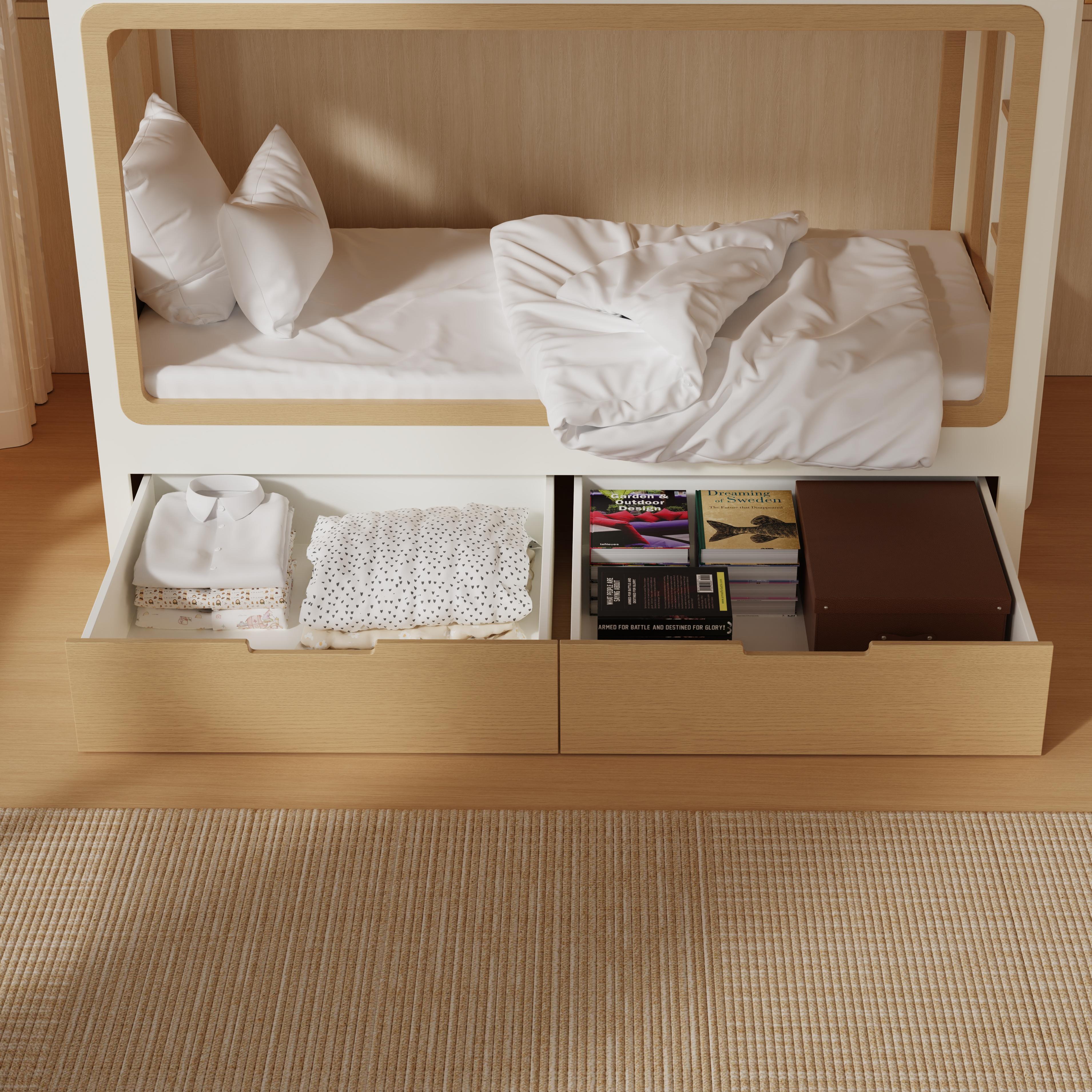 Kids Bunk Bed with Trundle & Desk – Modern Space - Saving Sleep Solution