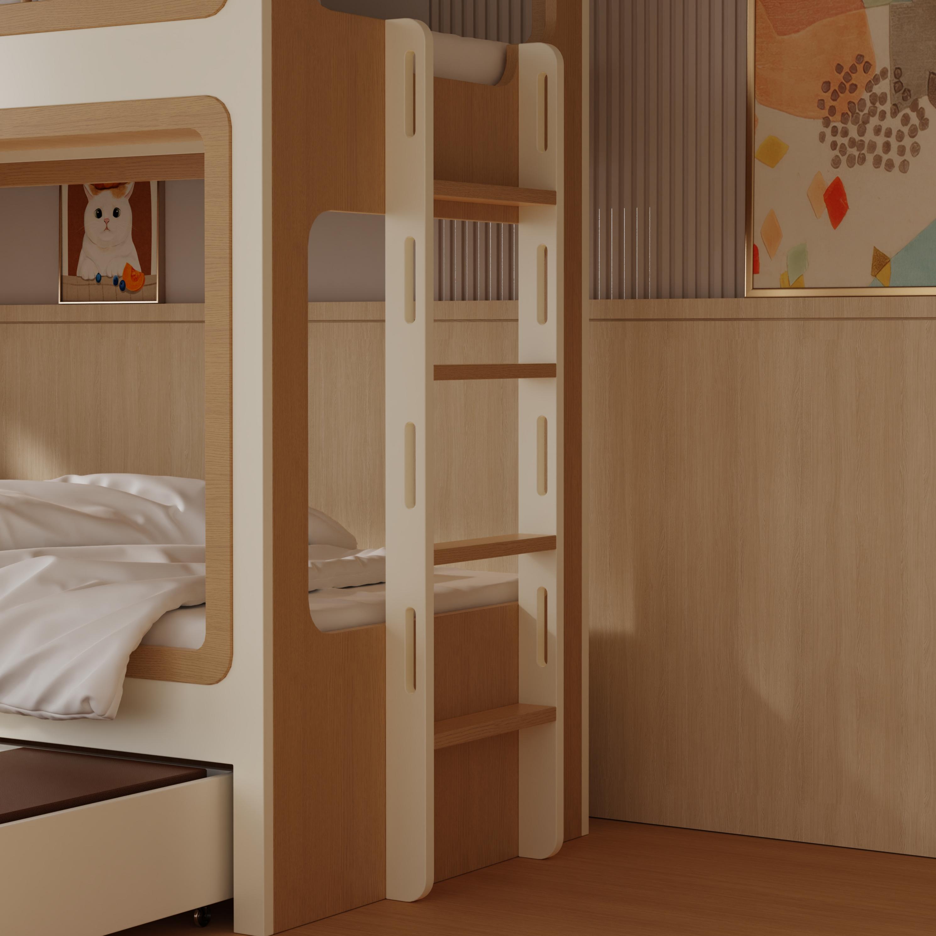 Kids Bunk Bed with Trundle & Desk – Modern Space - Saving Sleep Solution