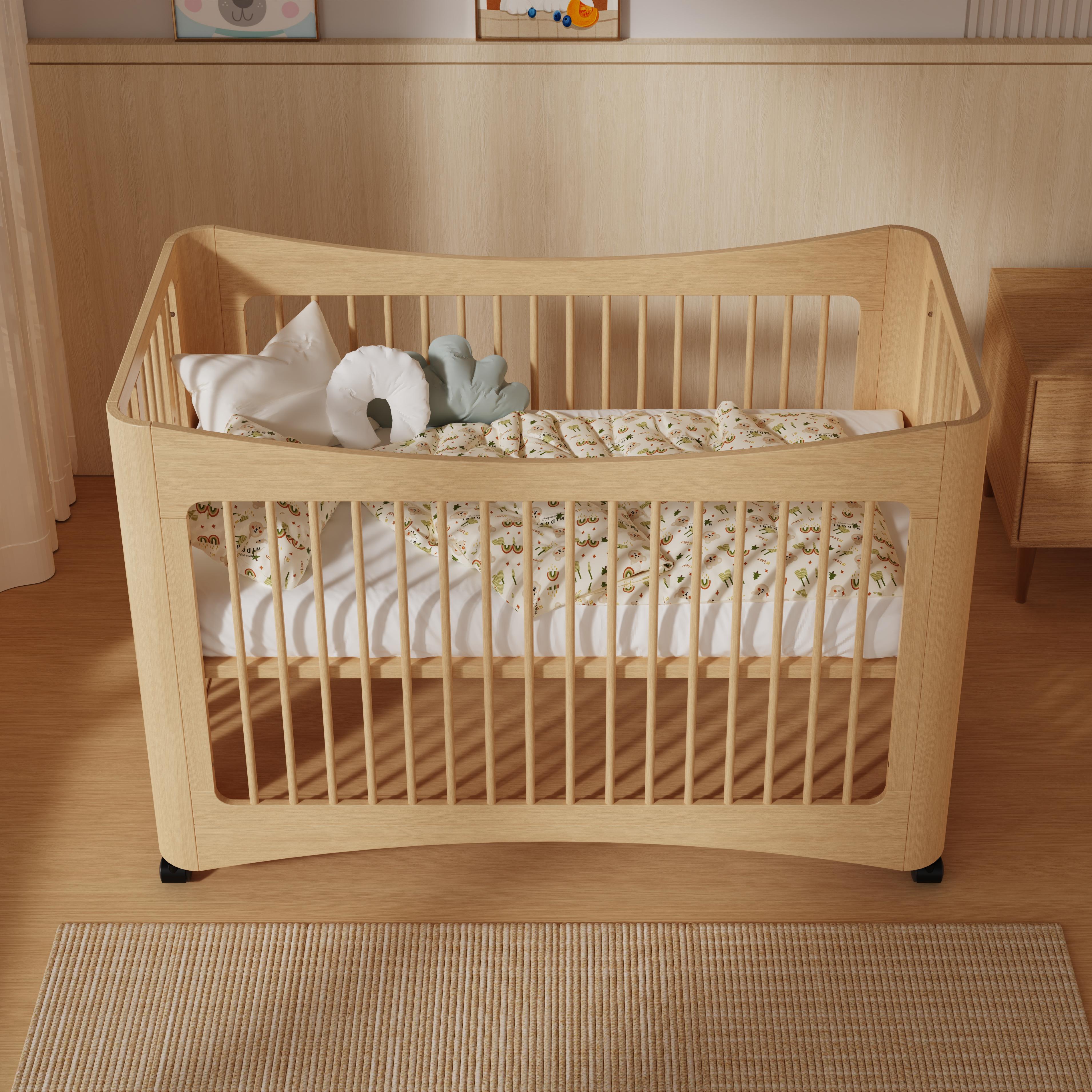 Convertible Baby Crib with Wheels – Modern Nursery Essential