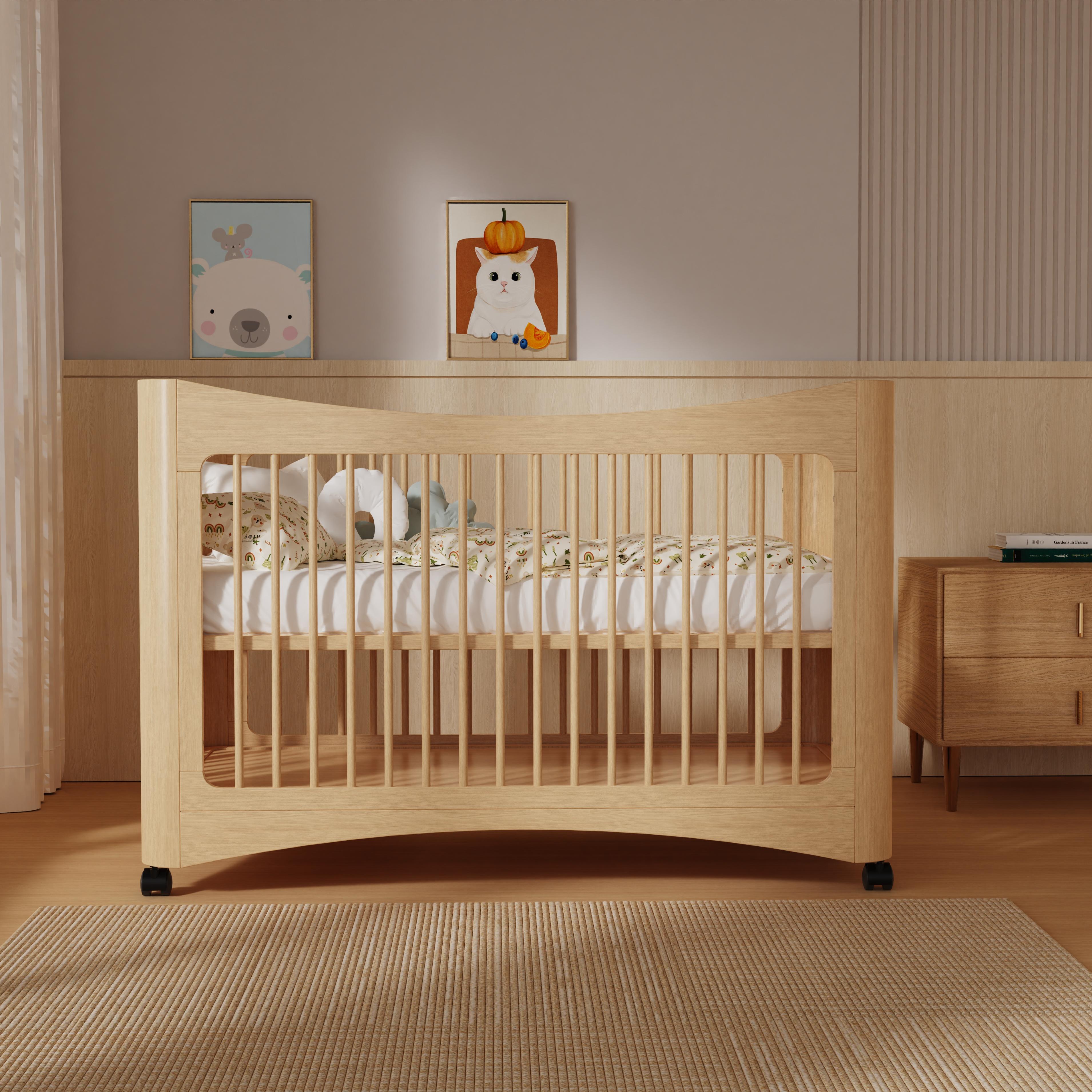 Convertible Baby Crib with Wheels – Modern Nursery Essential