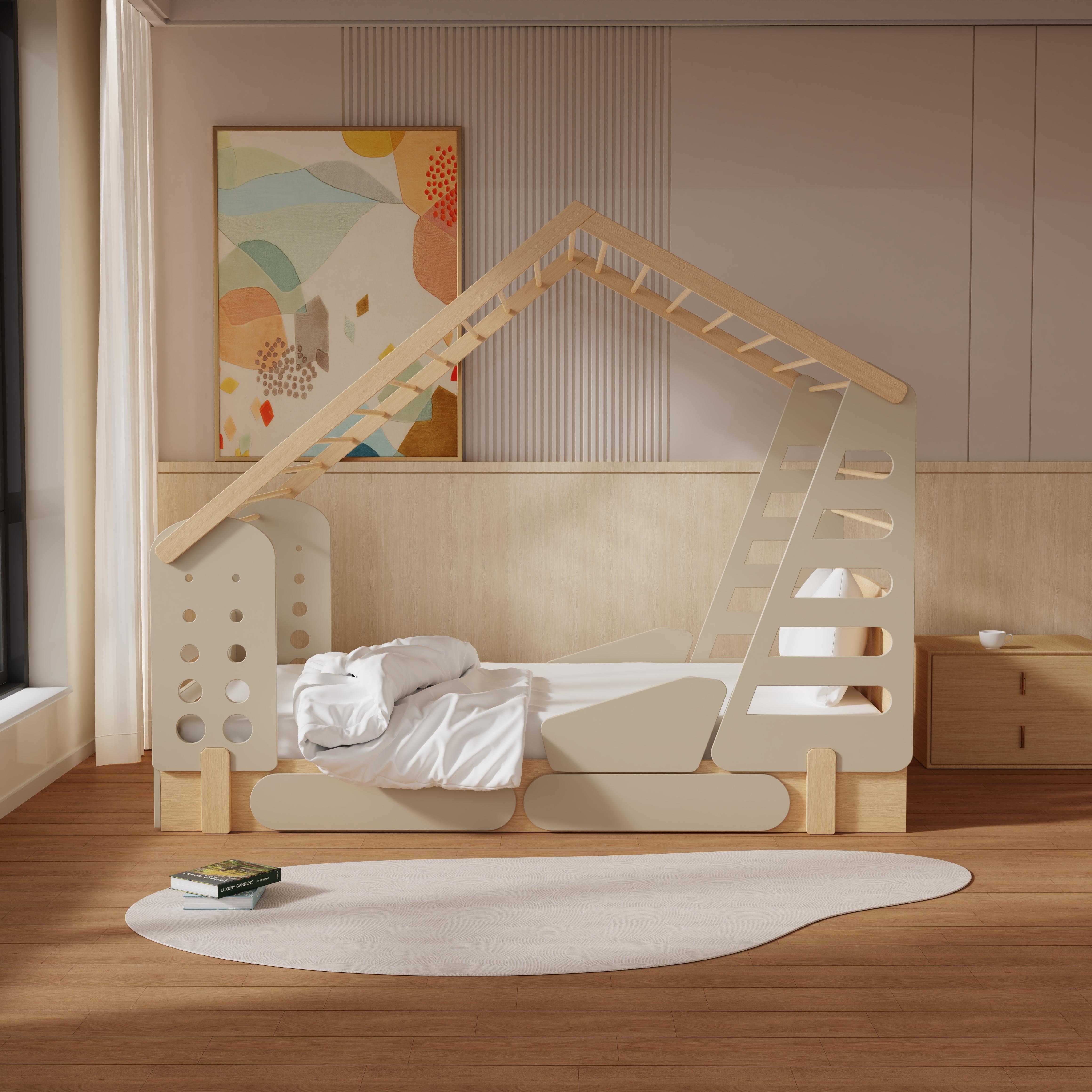 Wooden Kids House Bed | Imaginative Play Bed with Guardrails