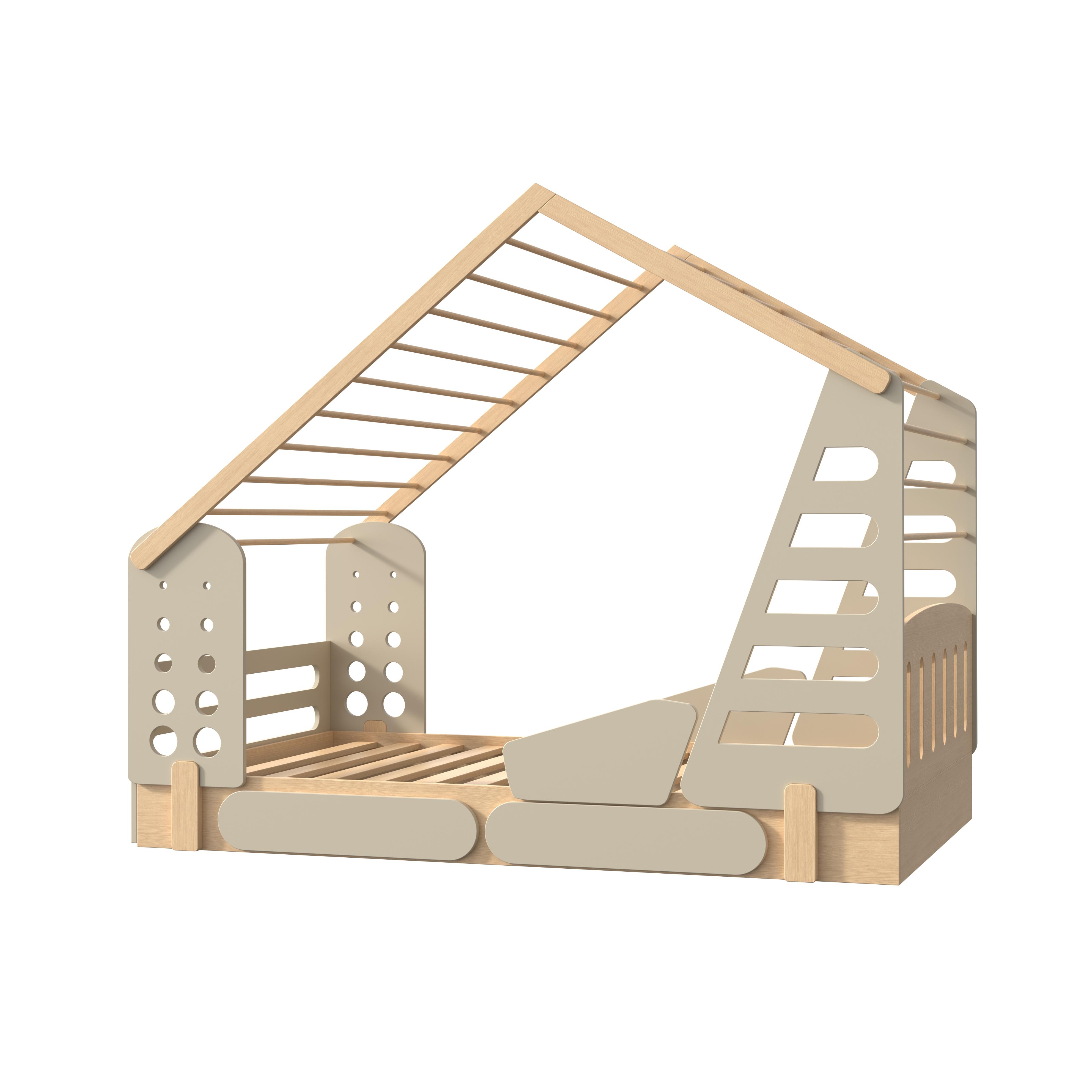 Wooden Kids House Bed | Imaginative Play Bed with Guardrails