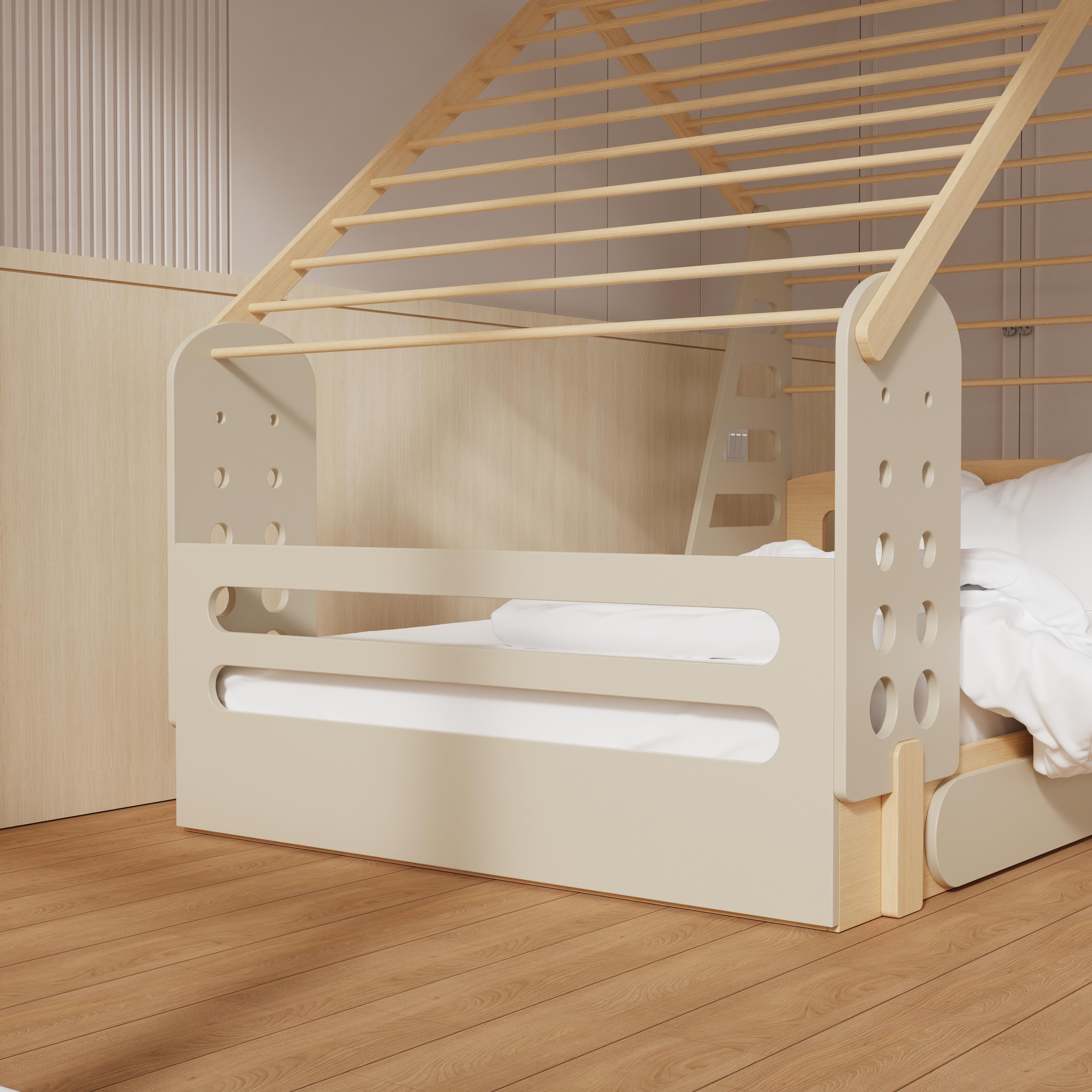 Wooden Kids House Bed | Imaginative Play Bed with Guardrails