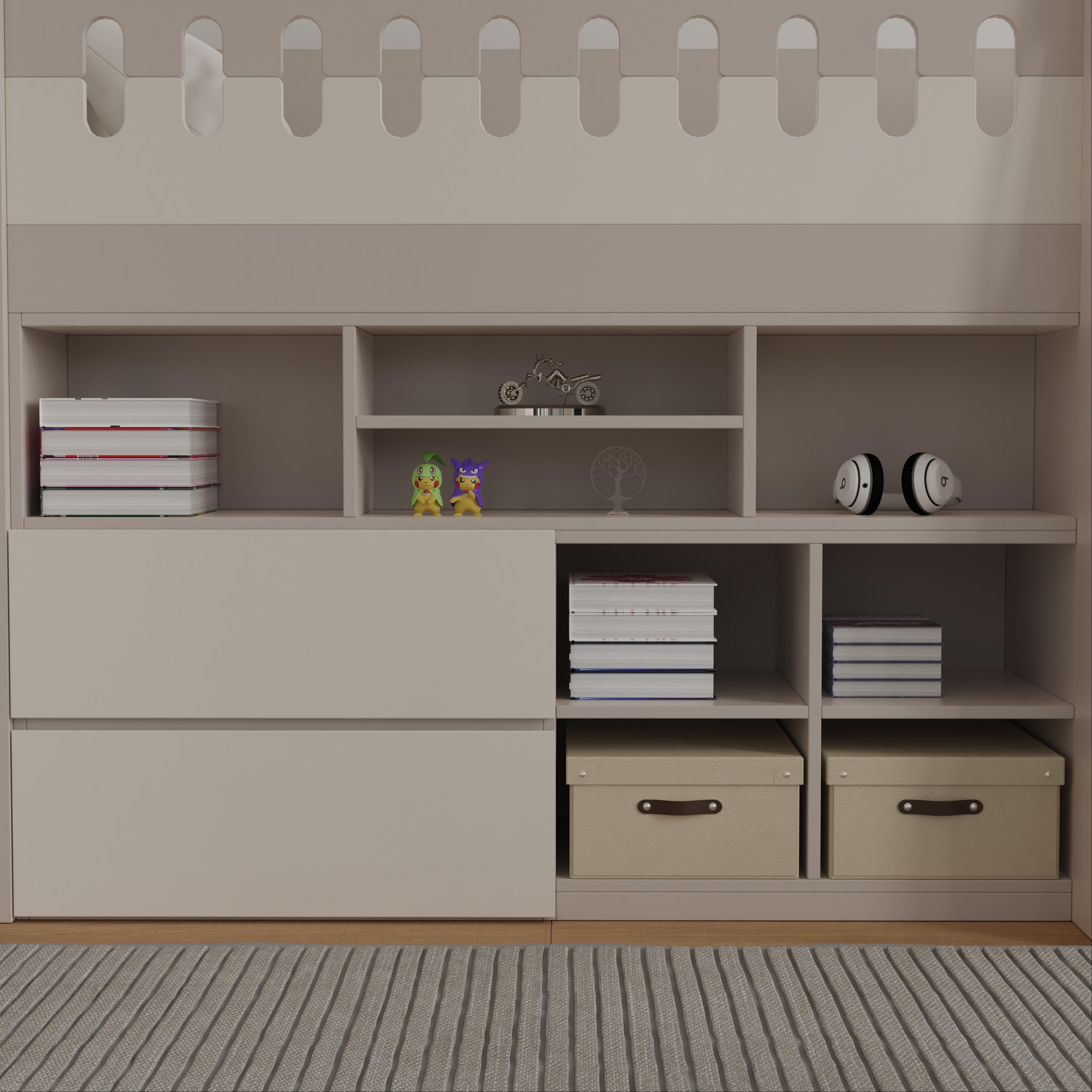 Kids Castle Loft Bed with Storage – Modern Space - Saving Sleep Essential