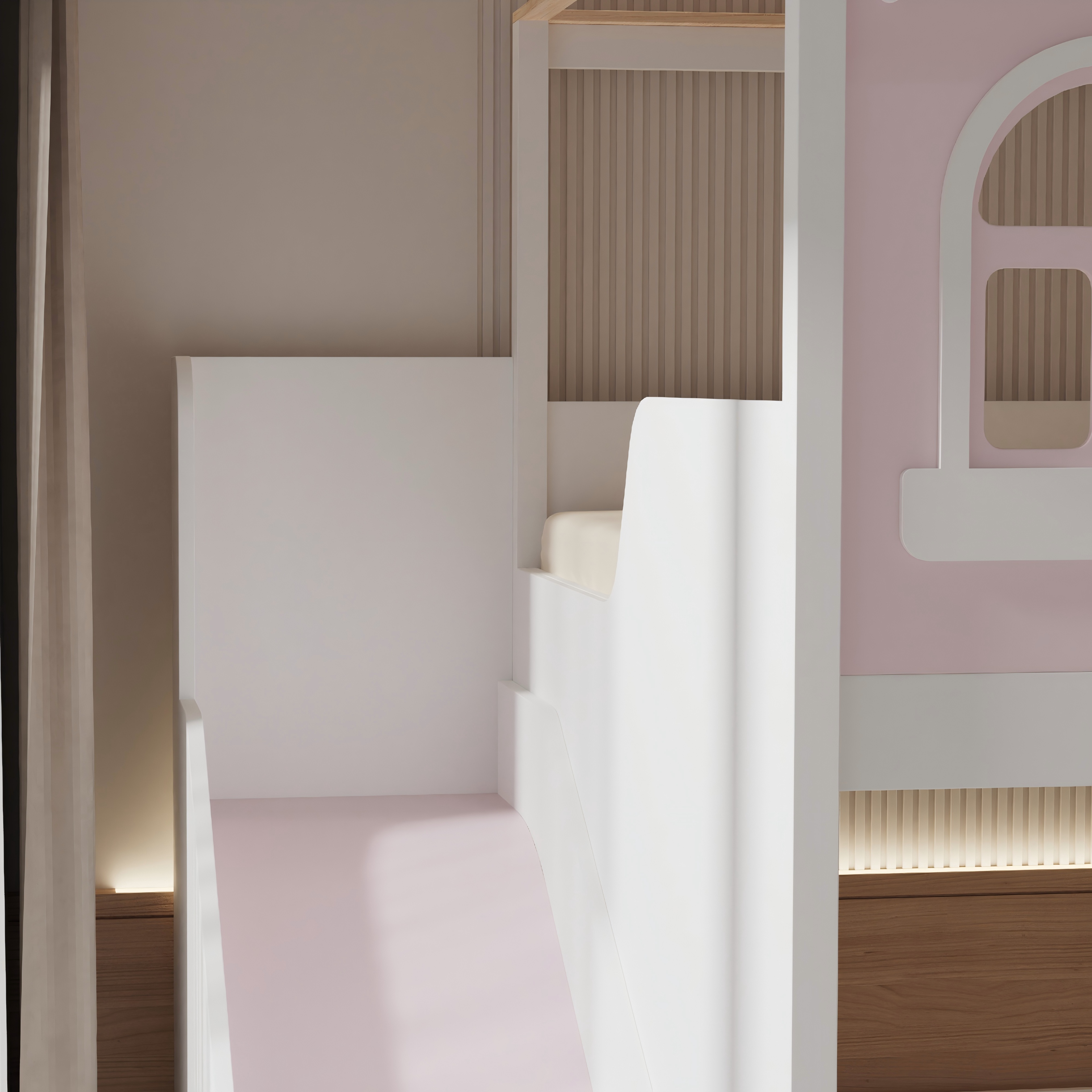 Princess Bunk Bed with Slide & Storage | Pink Toddler Bunk Bed