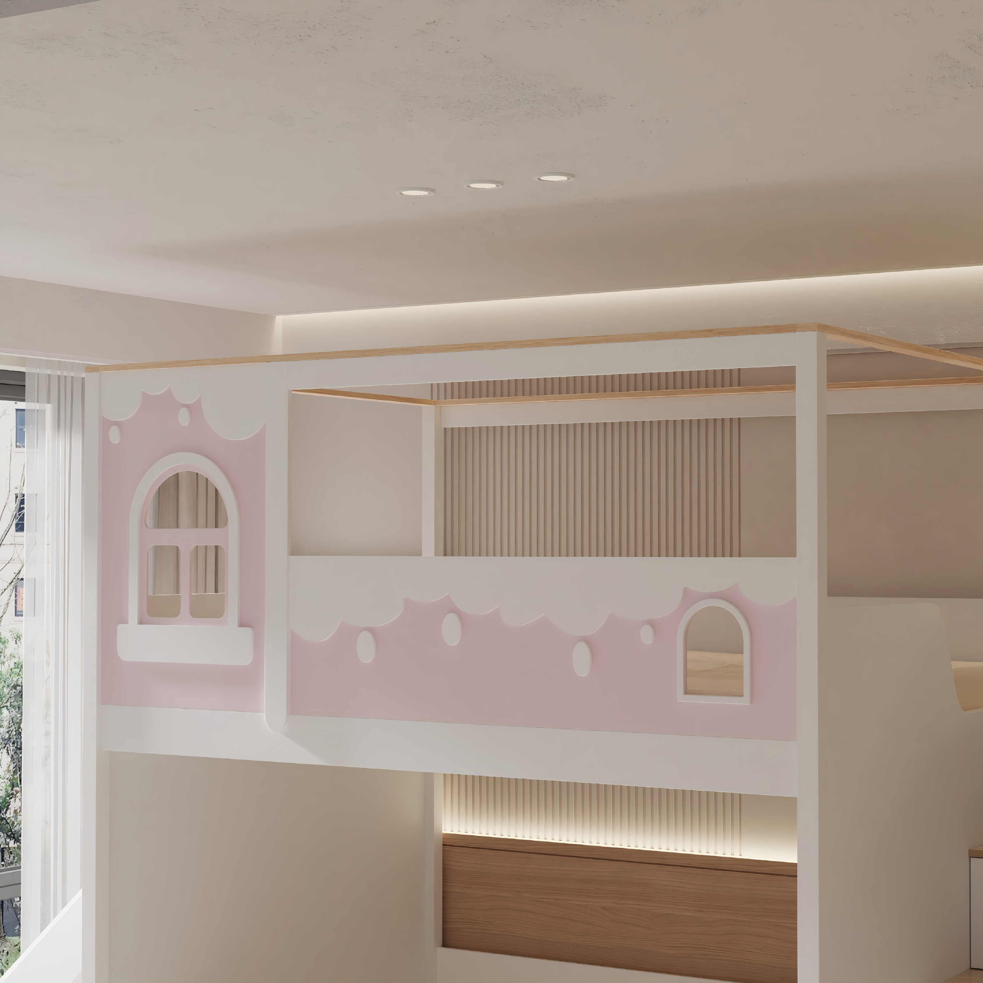 Princess Bunk Bed with Slide & Storage | Pink Toddler Bunk Bed