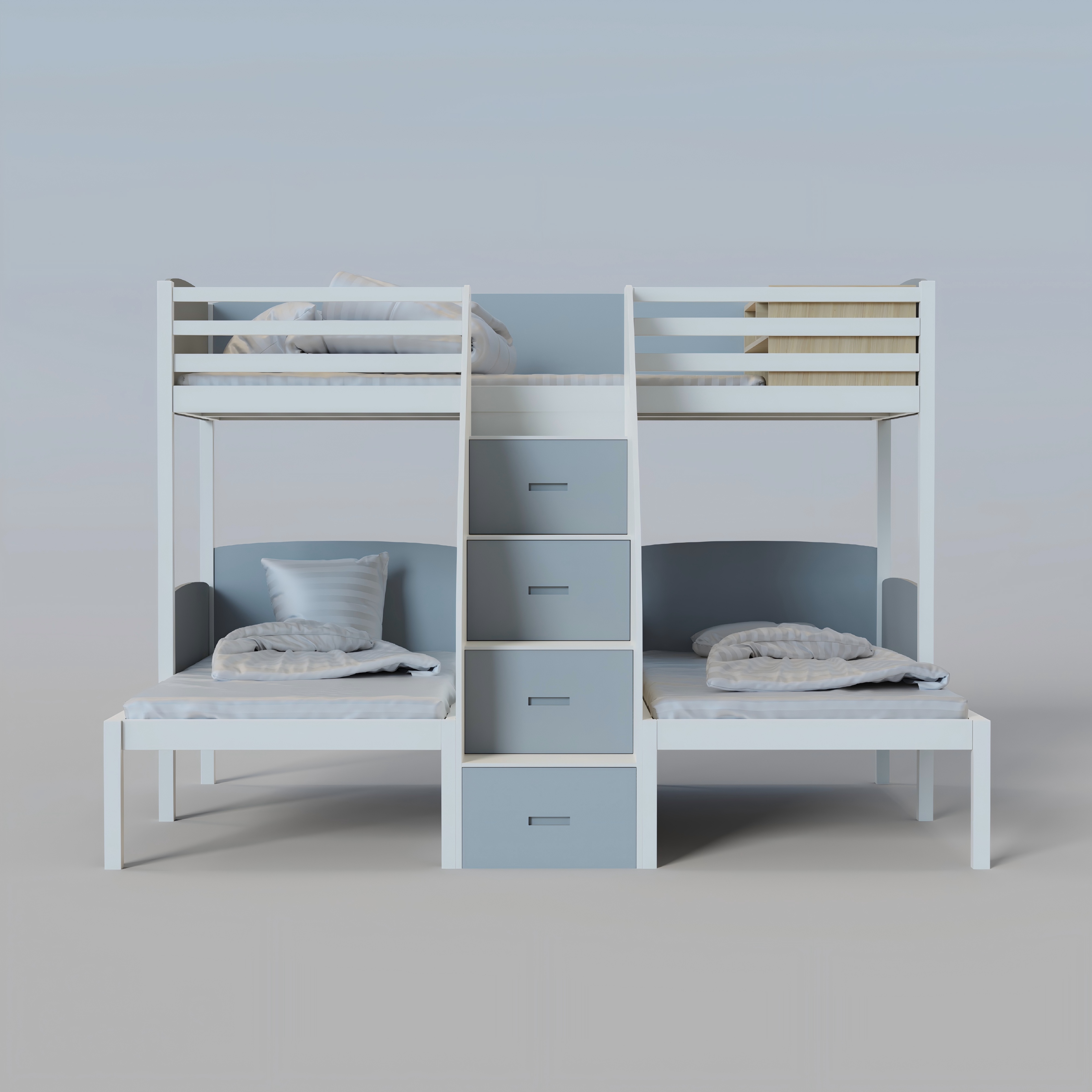 Triple Bunk Bed with Stair Drawers | Space-Saving Kids Bed for 3
