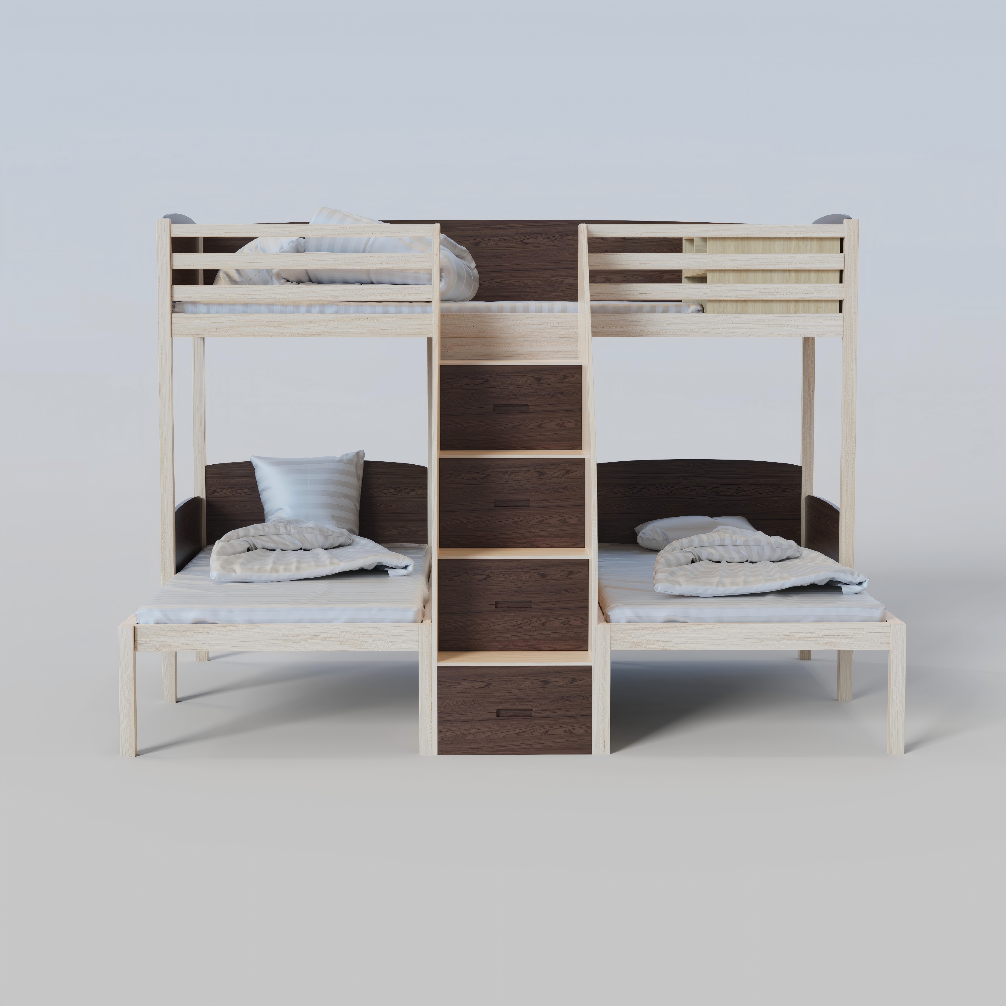 Triple Bunk Bed with Stair Drawers | Space-Saving Kids Bed for 3