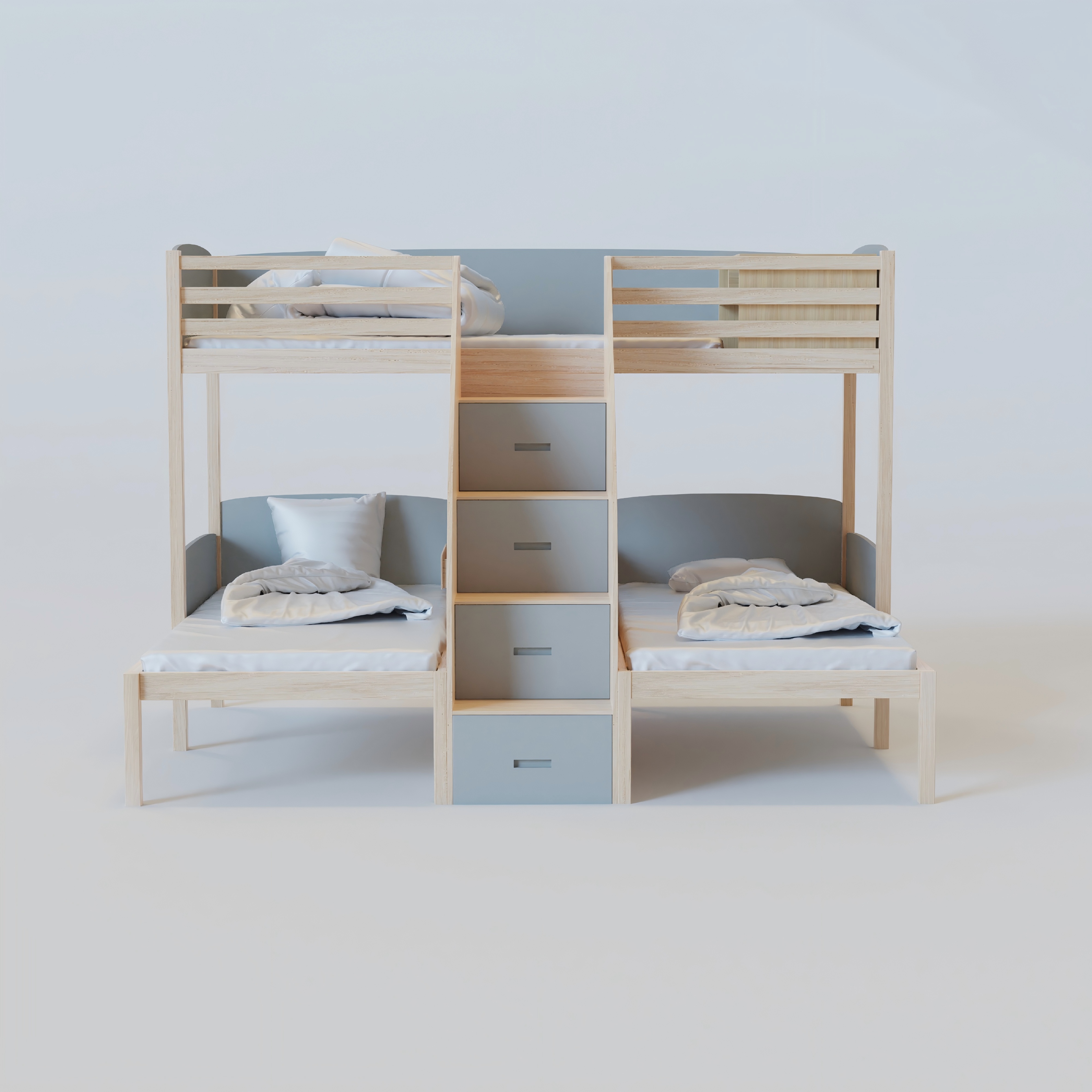 Triple Bunk Bed with Stair Drawers | Space-Saving Kids Bed for 3