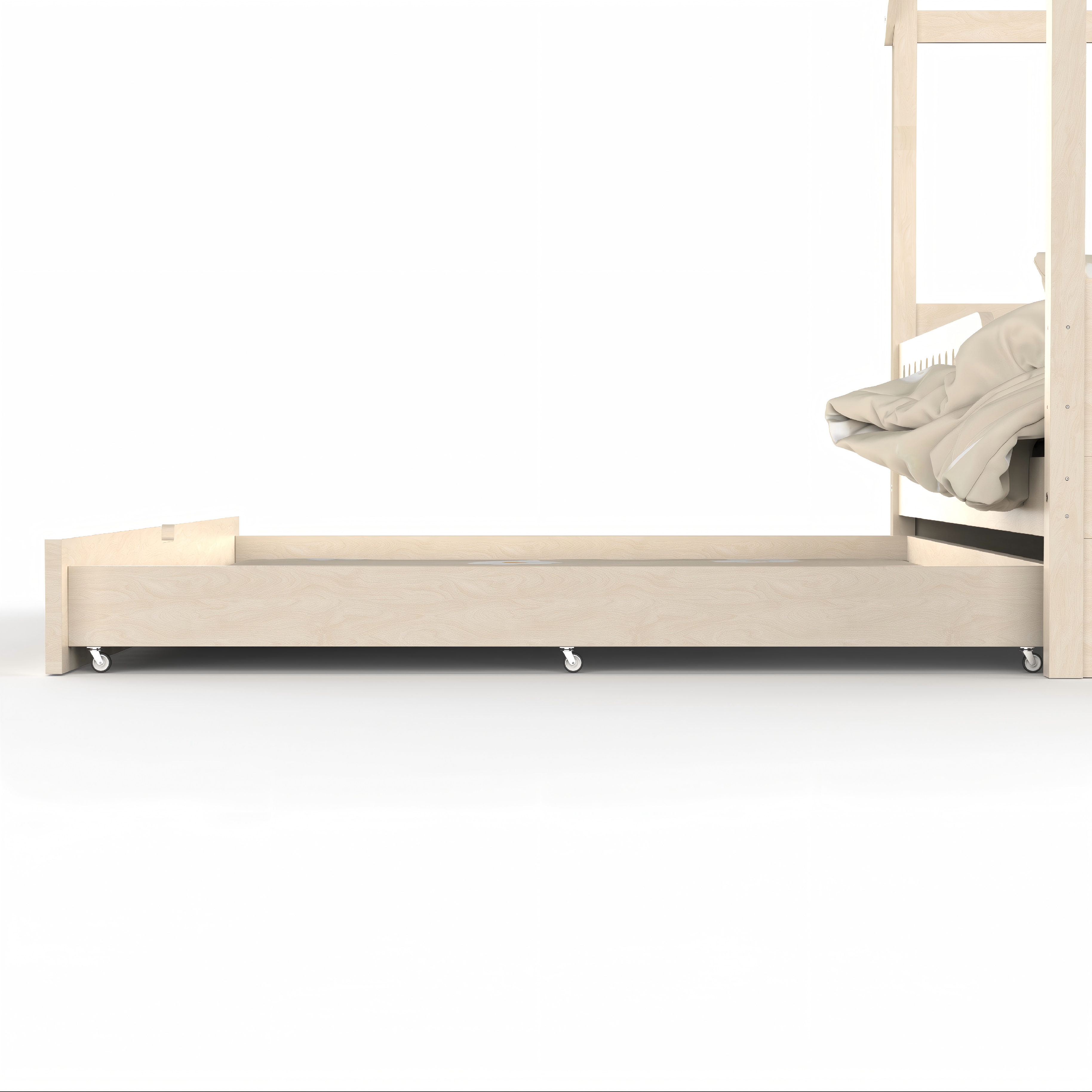 House Bed with Trundle | Safe Montessori Kids Bed for Shared Rooms