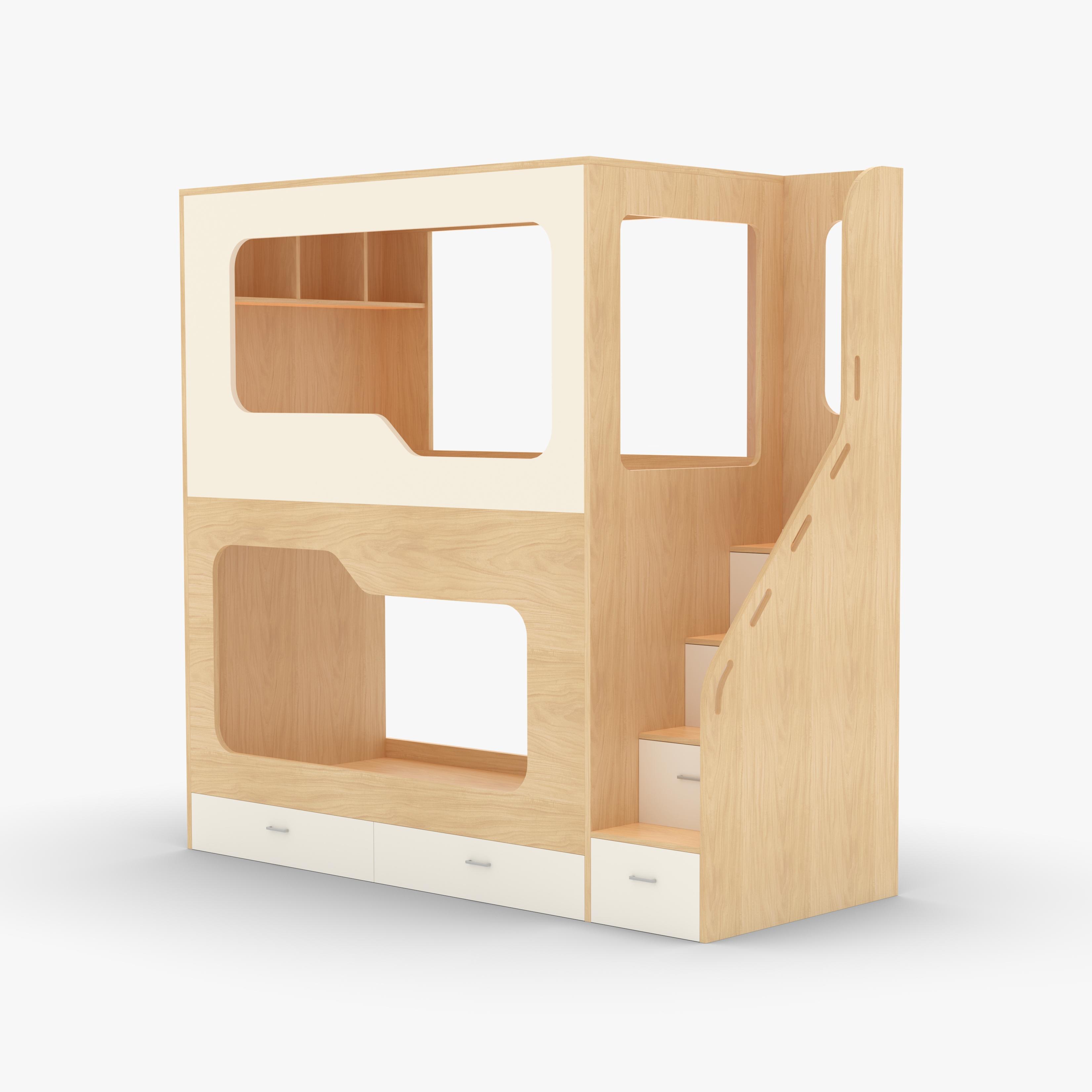 Cubby Bunk Bed with Storage Stairs | Safe Kids Play Bed