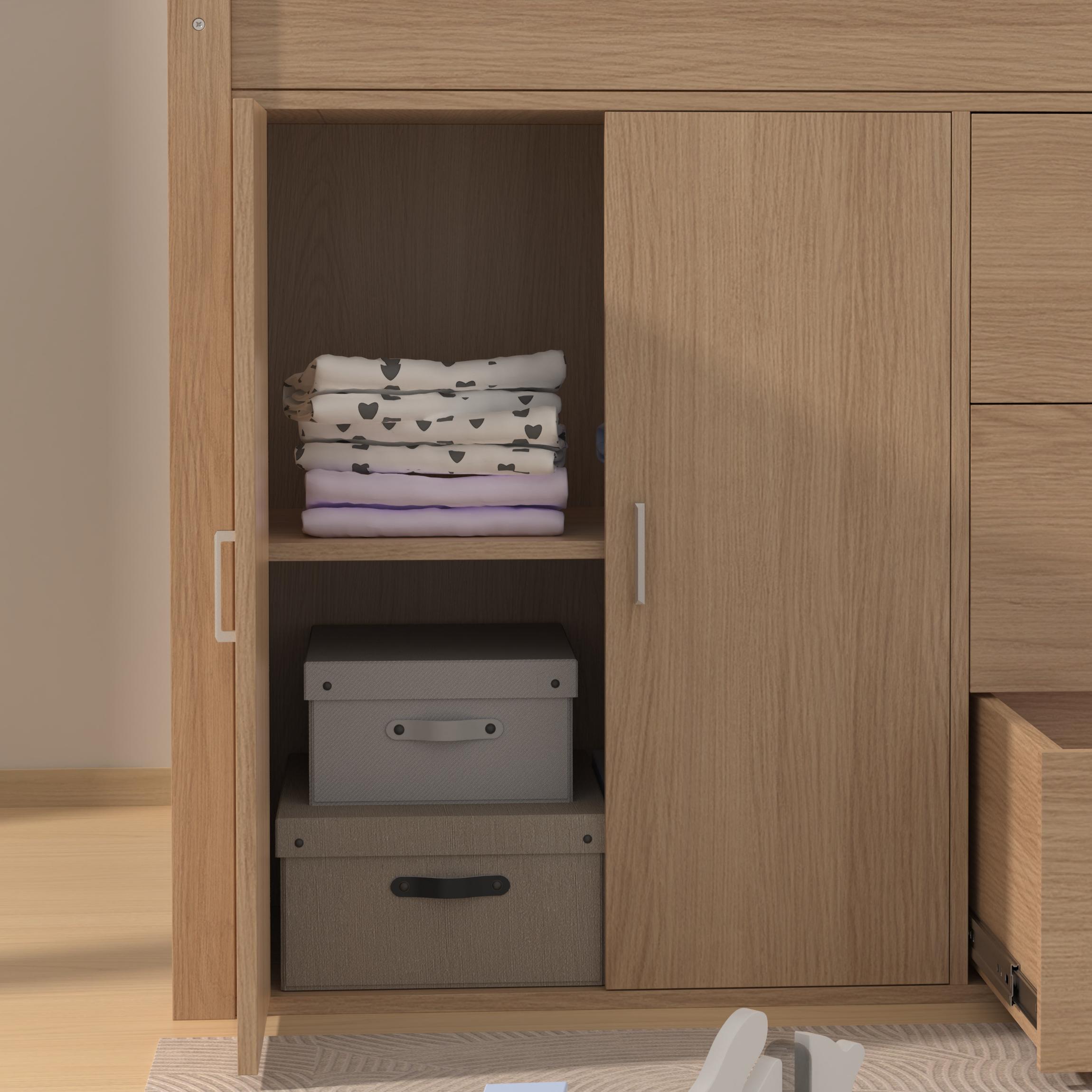 Mid Sleeper Bed with Storage | Kids Loft Bed with Cabinet & Drawers
