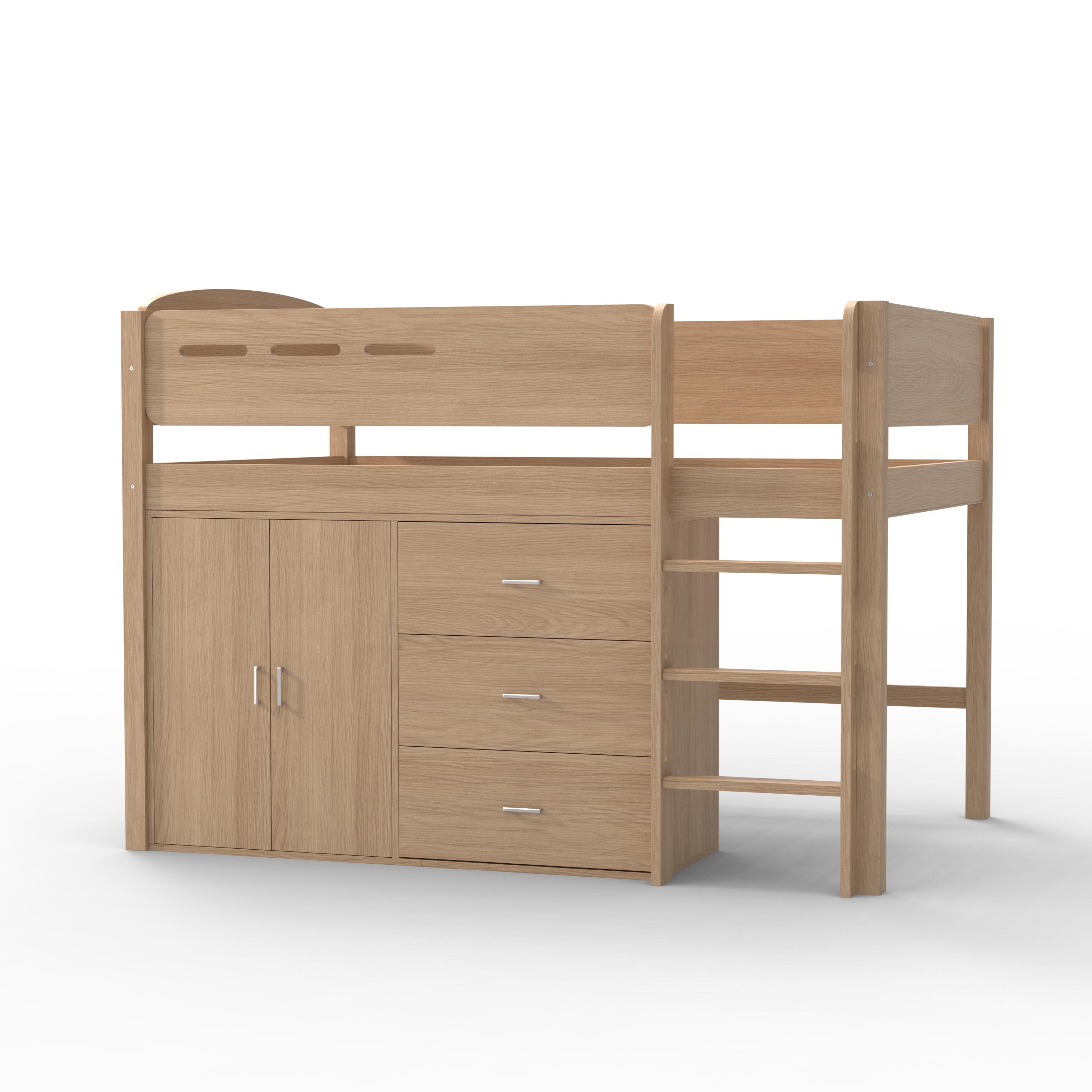 Mid Sleeper Bed with Storage | Kids Loft Bed with Cabinet & Drawers