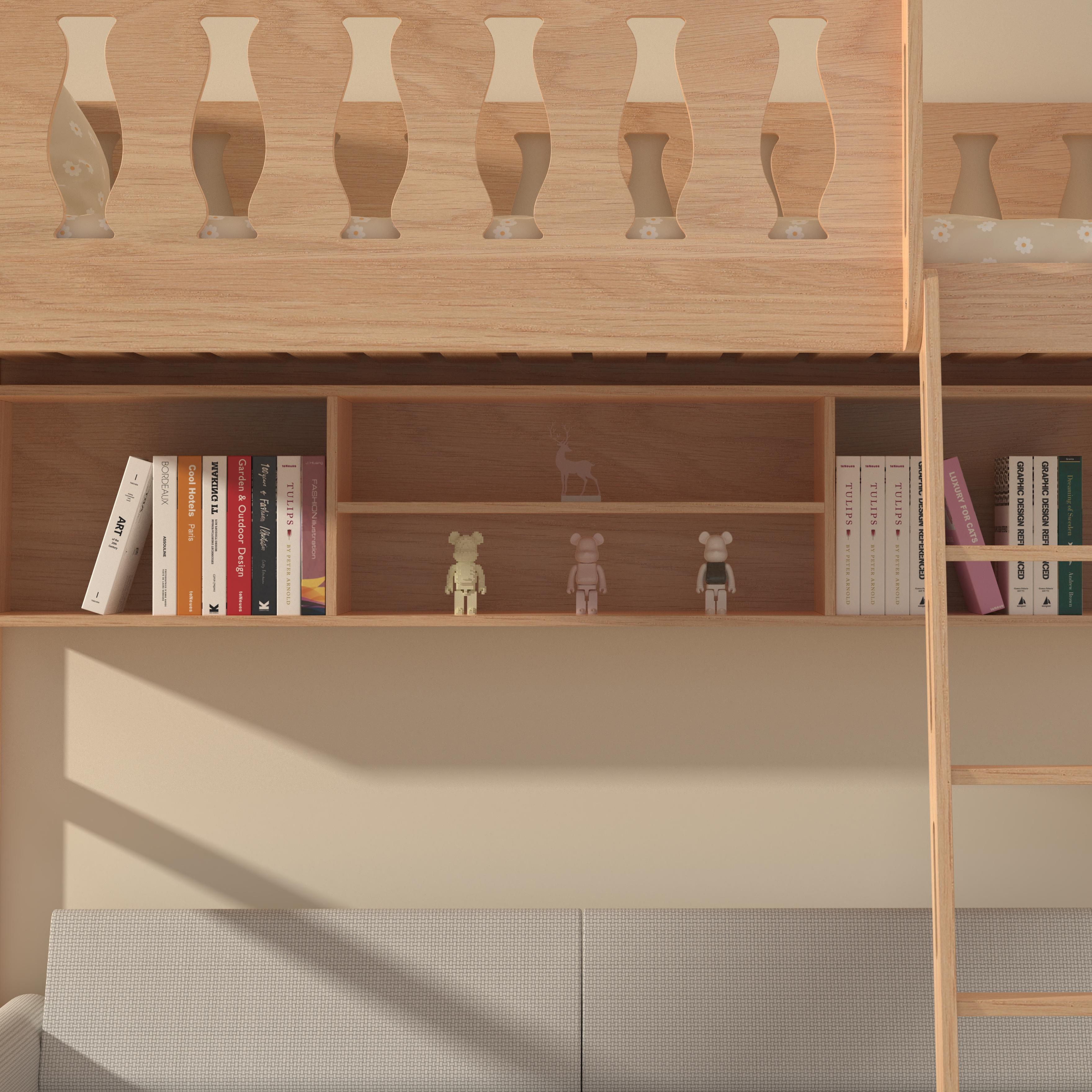 High Loft Bed with Sofa & Shelves | Multi-Functional Kids Bed