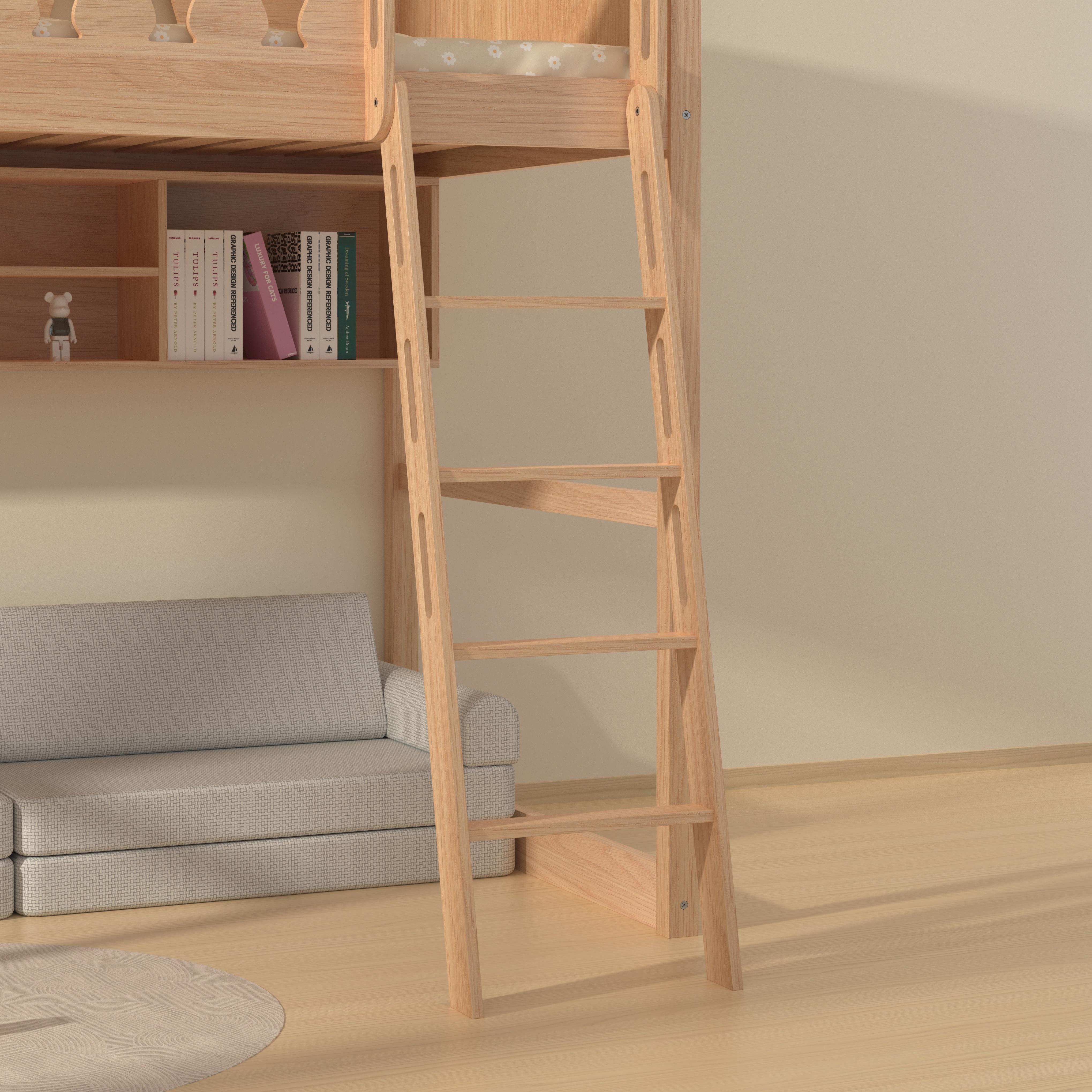 High Loft Bed with Sofa & Shelves | Multi-Functional Kids Bed