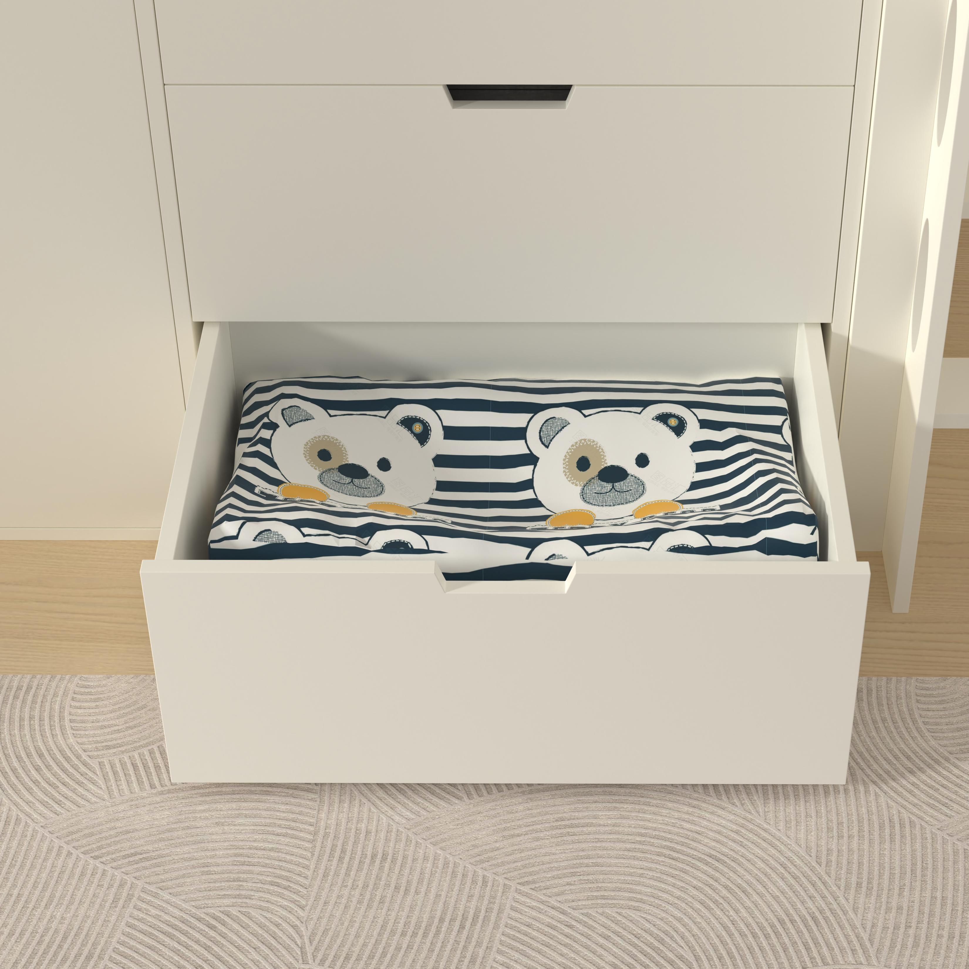 White Loft Bed with Storage | Kids Cabin Bed with Wardrobe & Drawers