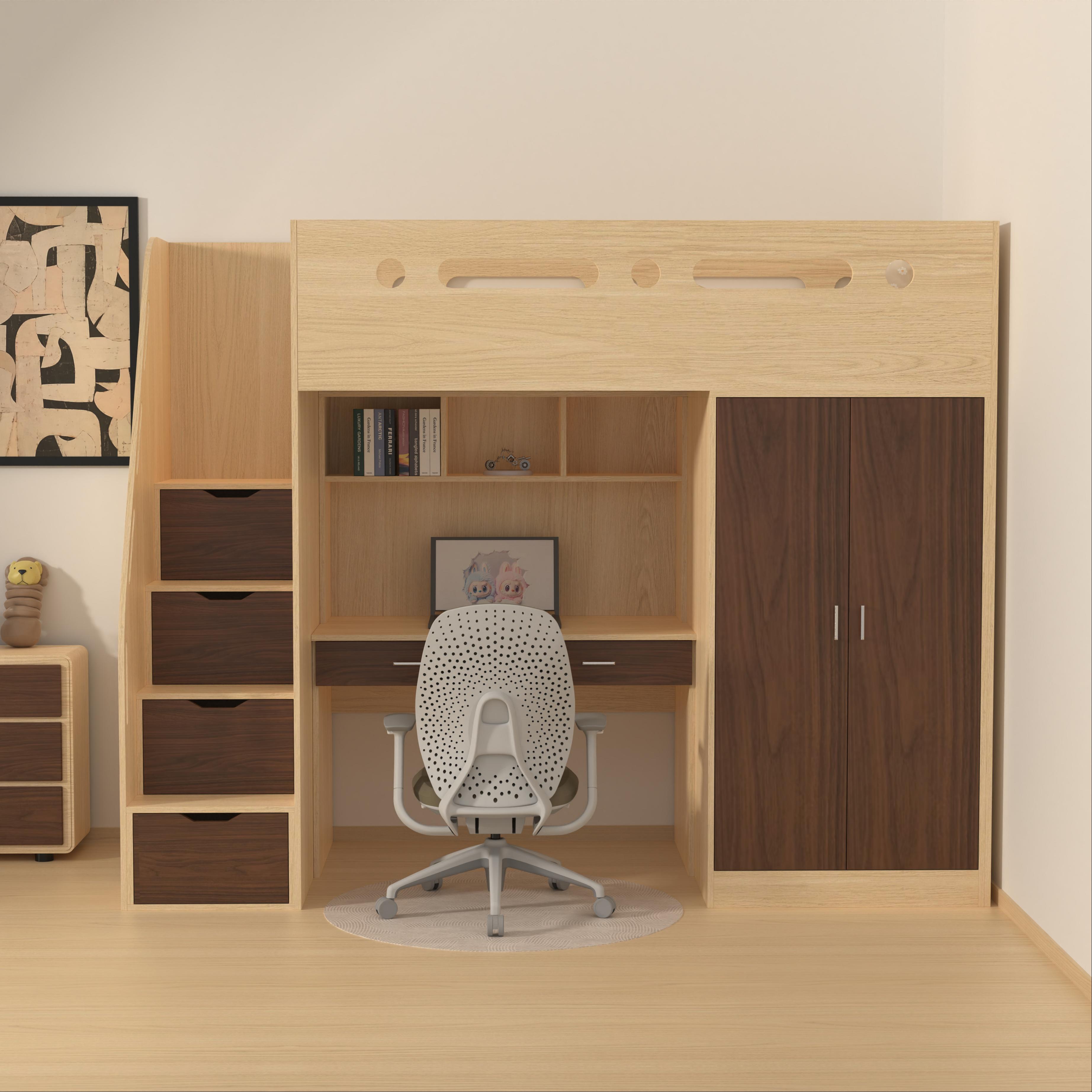 Loft Bed with Desk & Wardrobe | All-In-One Kids Study Bed