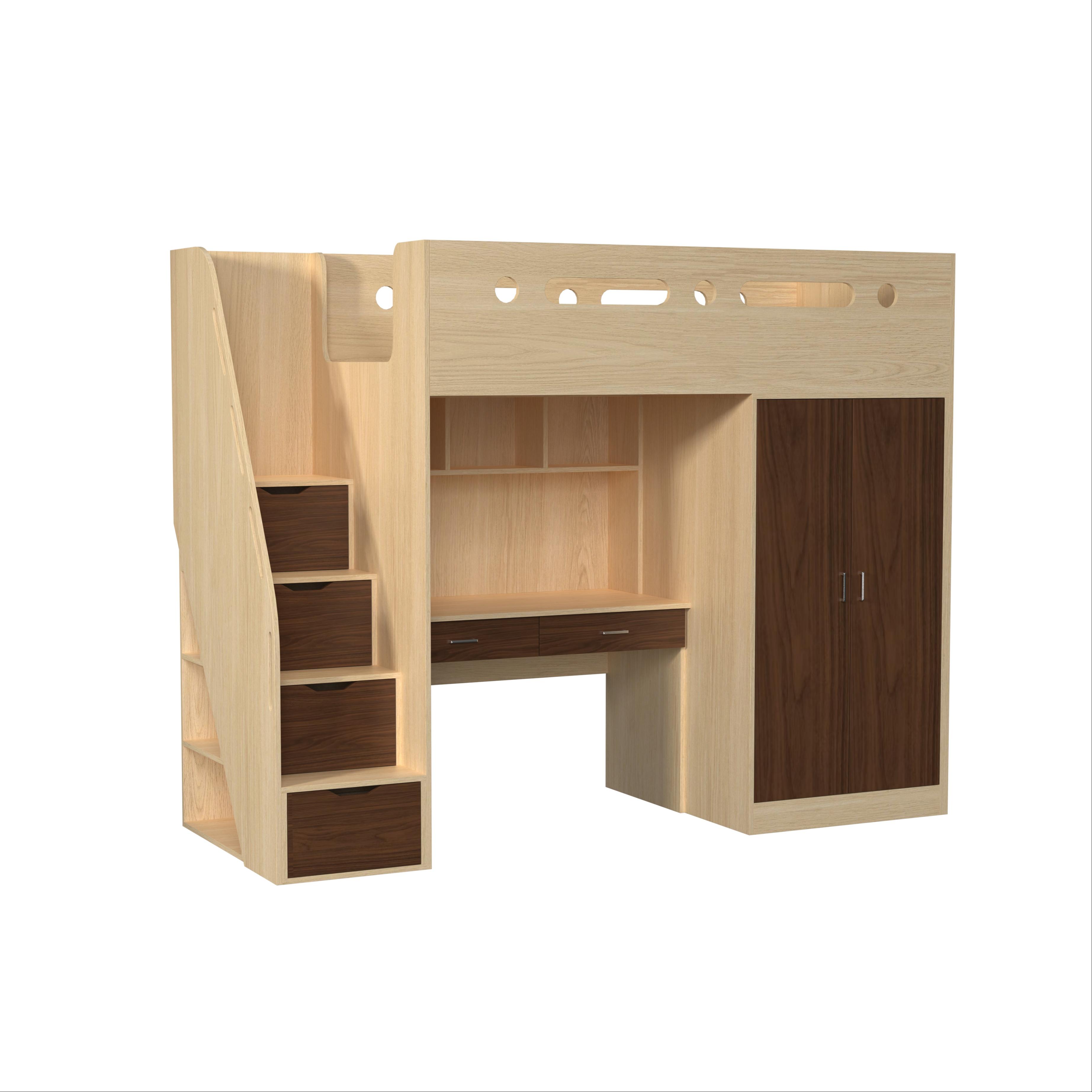 Loft Bed with Desk & Wardrobe | All-In-One Kids Study Bed